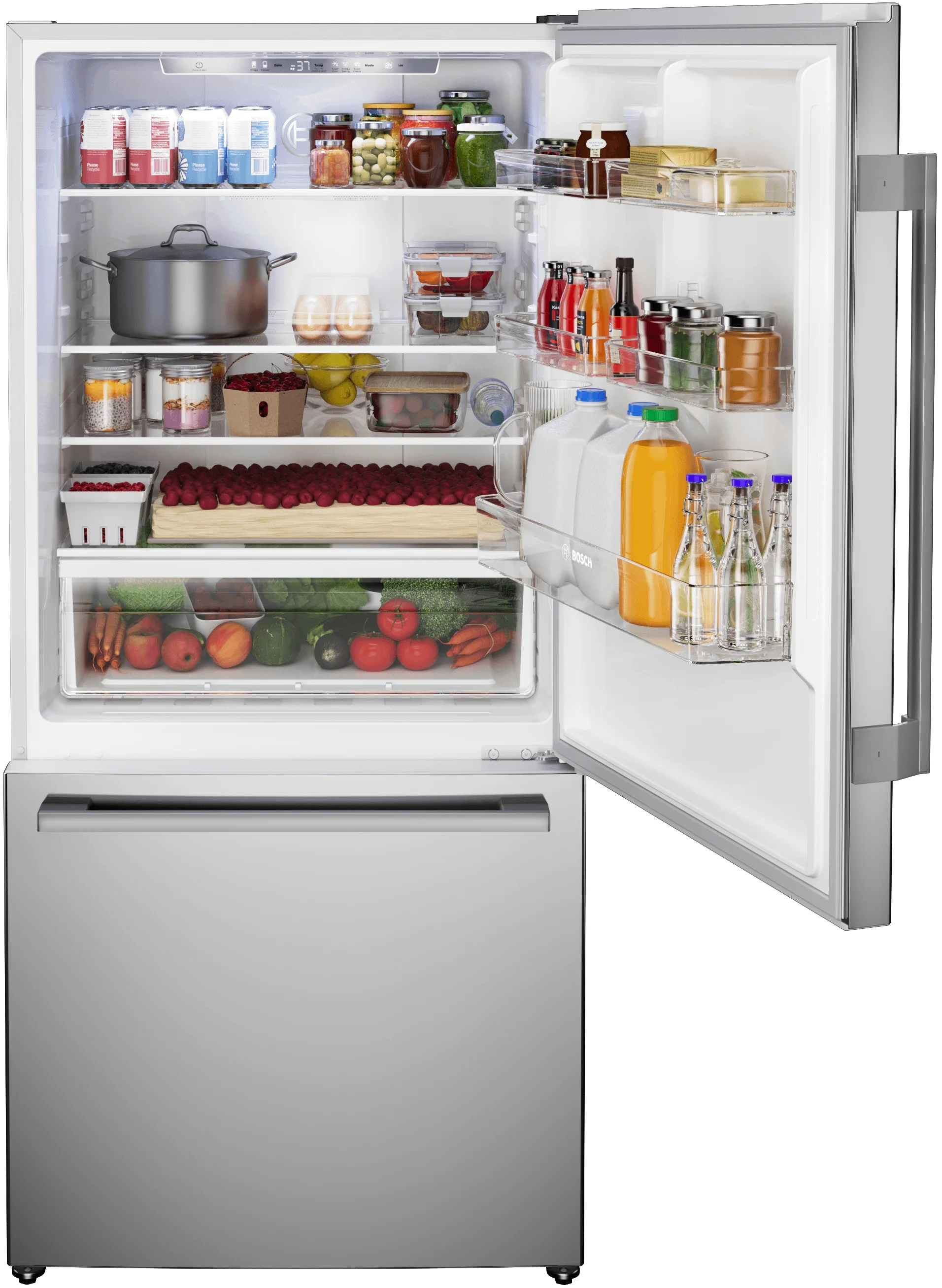 Bosch B33CM10SNS 100 Series, Free-Standing Fridge-Freezer With Freezer At Bottom, Brushed Steel (With Anti-Fingerprint), Total No Frost - Image 4