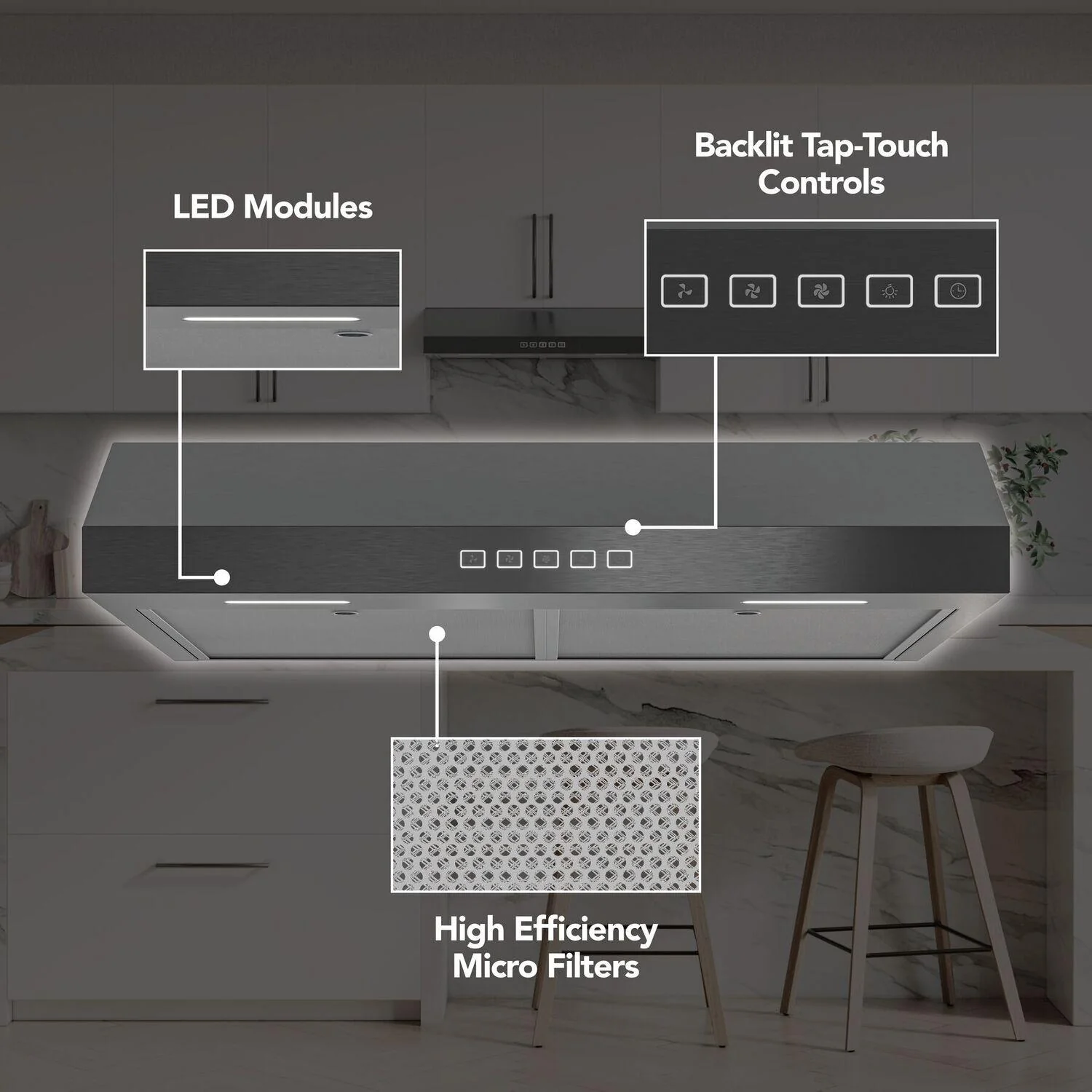 Broan GLA2303BLS Broan-Nutone 30-Inch Under Cabinet Range Hood, Energy Star, 350 Max Blower Cfm, Black Stainless Steel - Image 2