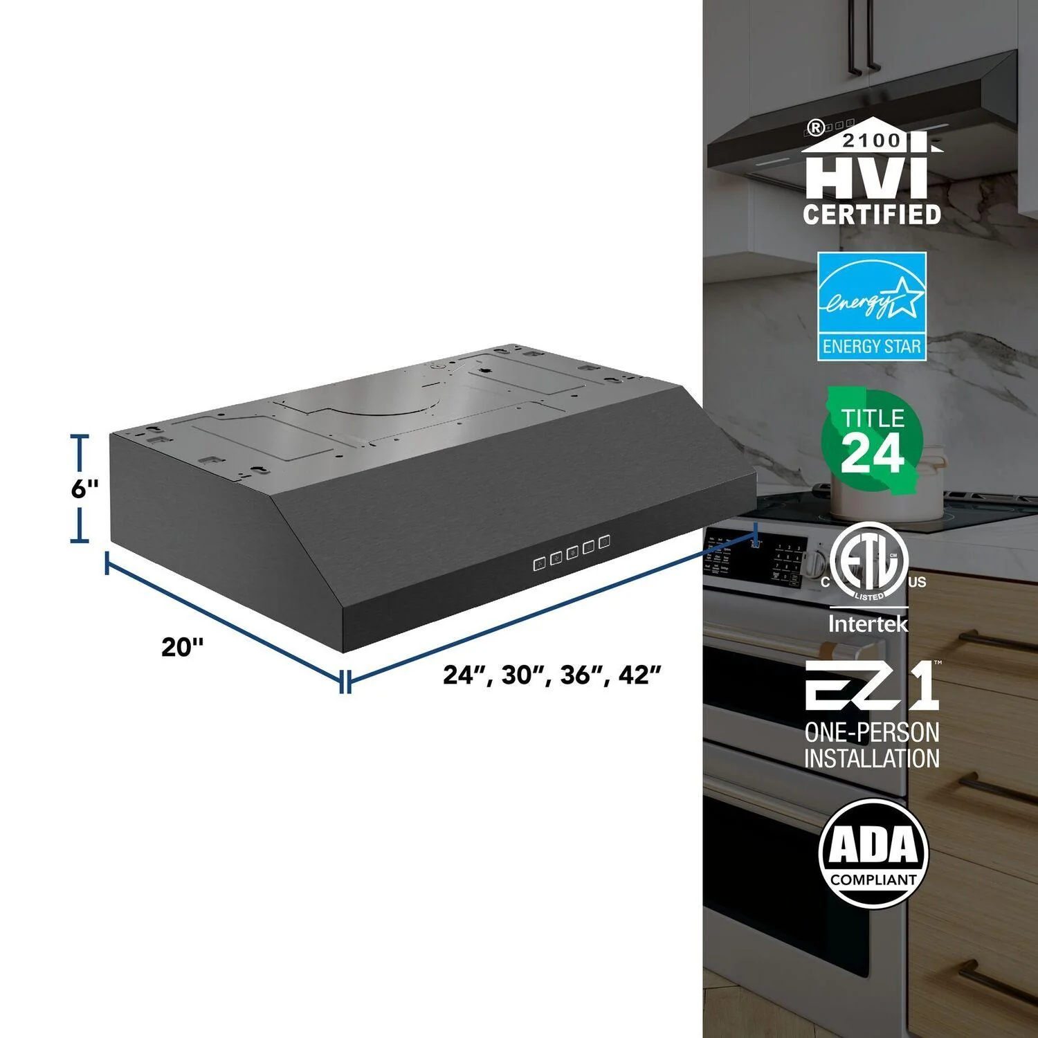 Broan GLA2303BLS Broan-Nutone 30-Inch Under Cabinet Range Hood, Energy Star, 350 Max Blower Cfm, Black Stainless Steel - Image 6
