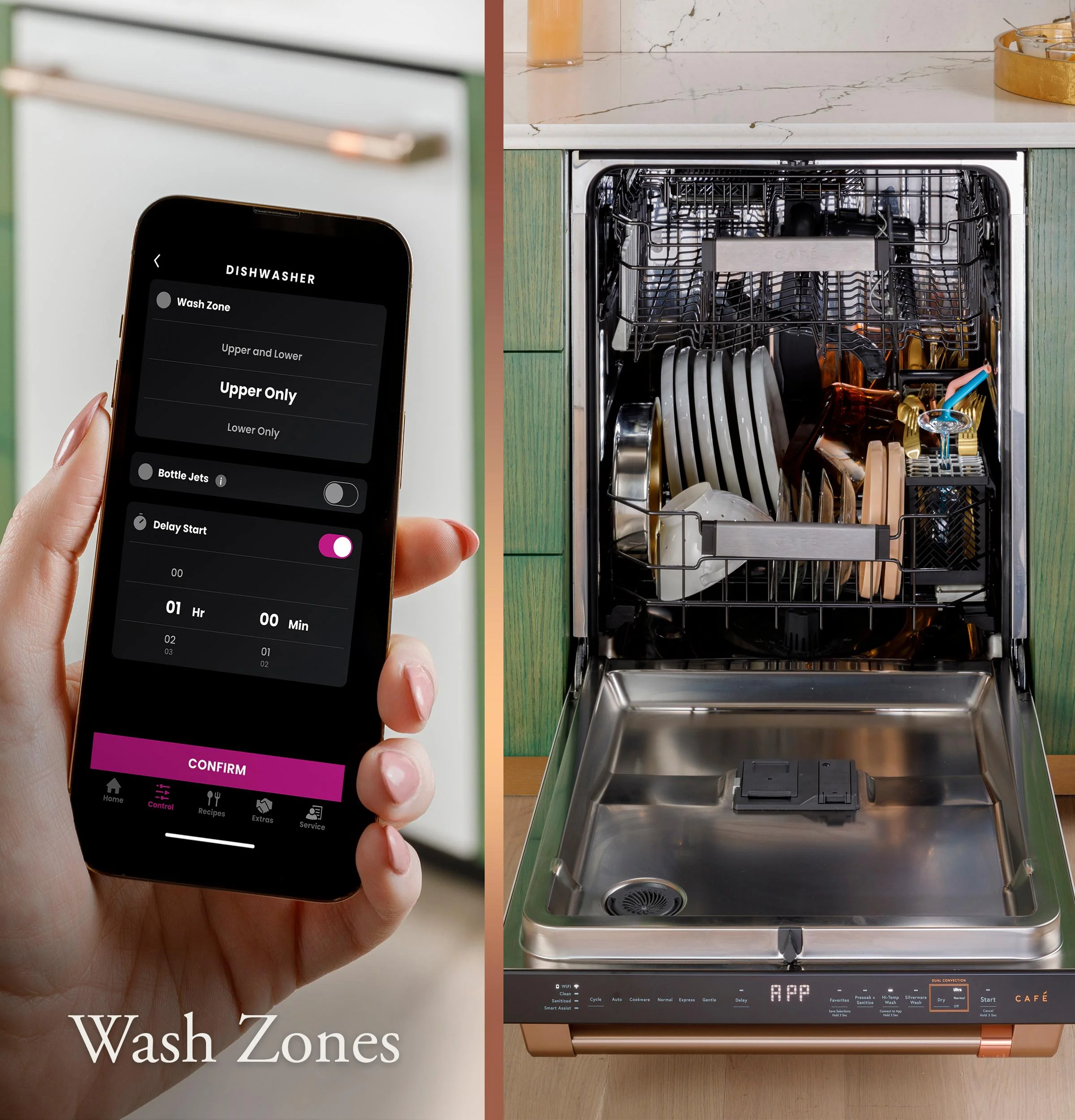 Cafe CDP888M5VS5 Café™ Customfit Energy Star Stainless Interior Smart Dishwasher With Ultra Wash Top Rack And Dual Convection Ultra Dry, Led Lights, 39 Dba In Platinum Glass - Image 13