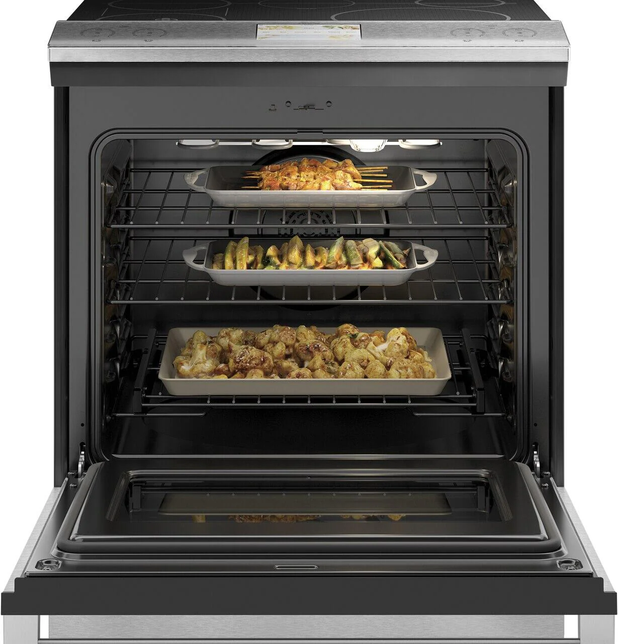 Cafe CHS90XM2NS5 Café 30" Smart Slide-In, Front-Control, Induction And Convection Range With In-Oven Camera In Platinum Glass - Image 4