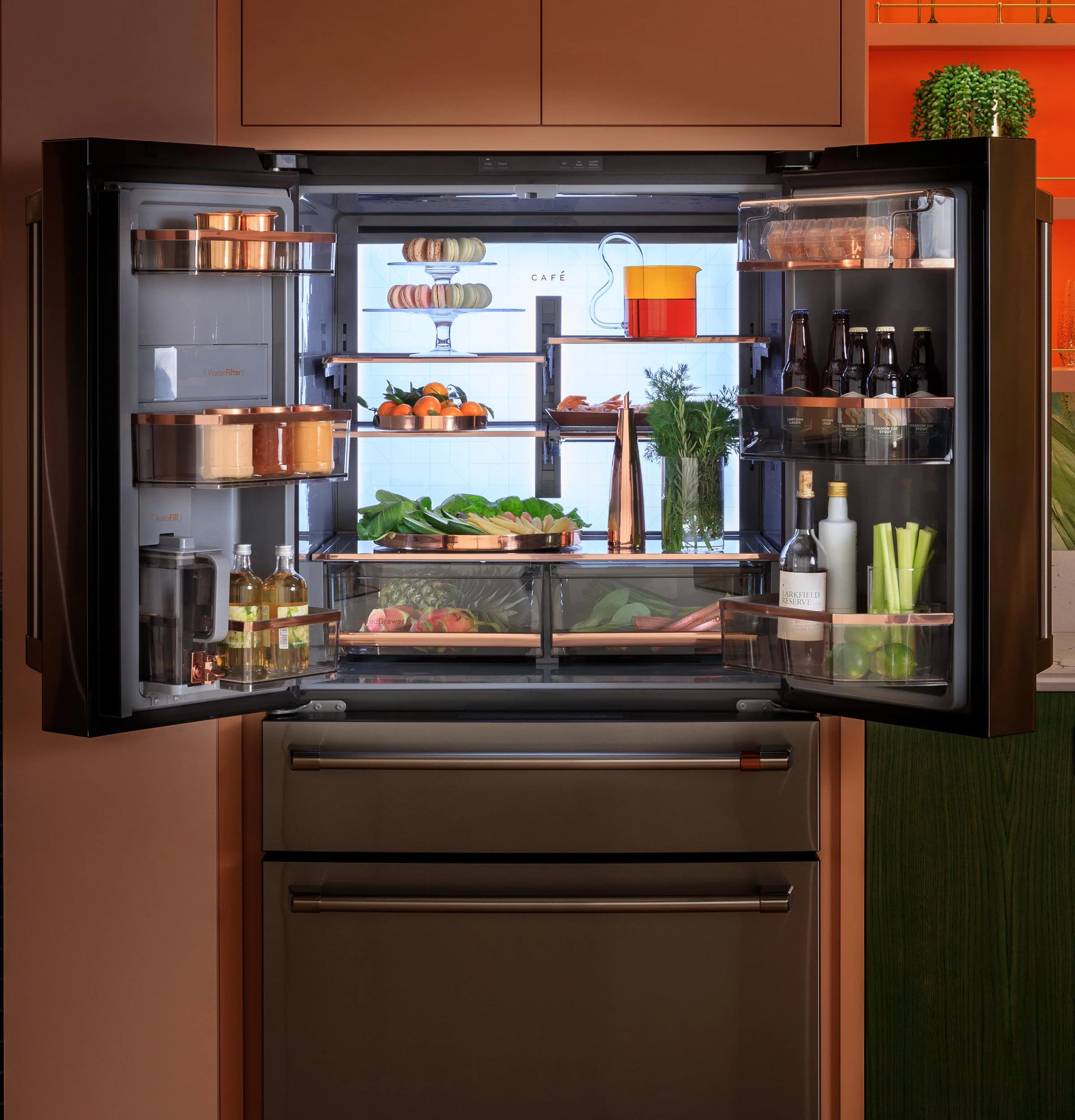 Cafe CJE23DM5WS5 Café™ Energy Star® 23.2 Cu. Ft. Smart Counter-Depth 4-Door French-Door Refrigerator In Platinum Glass With Dual-Dispense Autofill Pitcher - Image 24