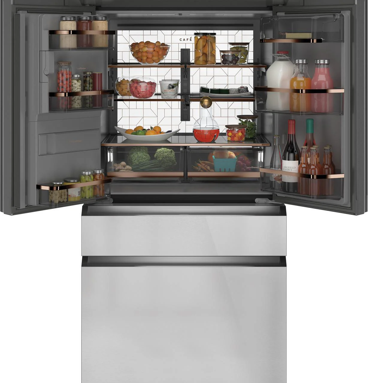 Cafe CXE22DM5PS5 Café™ Energy Star® 22.3 Cu. Ft. Smart Counter-Depth 4-Door French-Door Refrigerator In Platinum Glass - Image 2