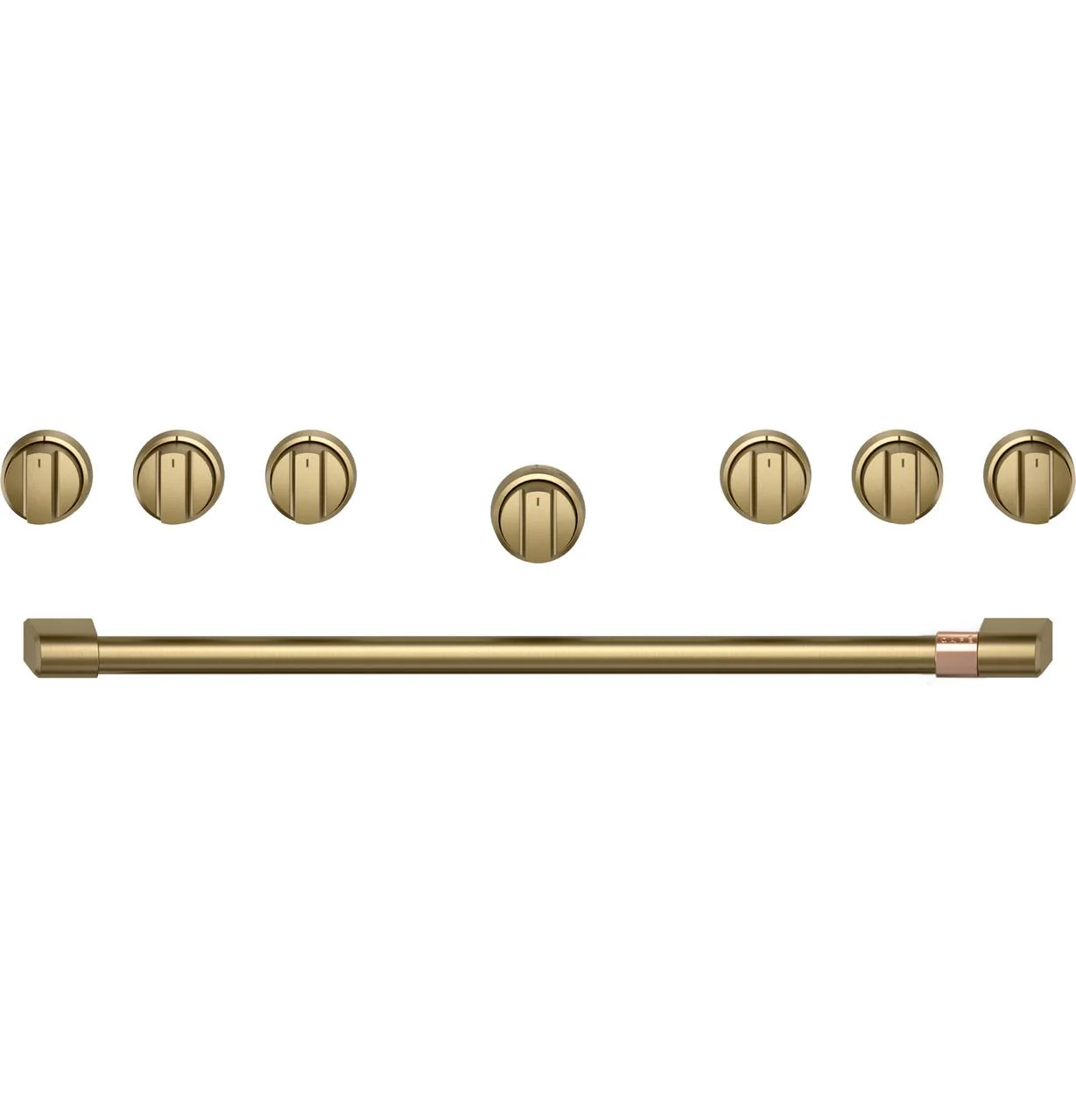 Cafe CXPR6HKPTCG Café™ 36" Brushed Brass Handle & Knob Set For Pro Range And Rangetop