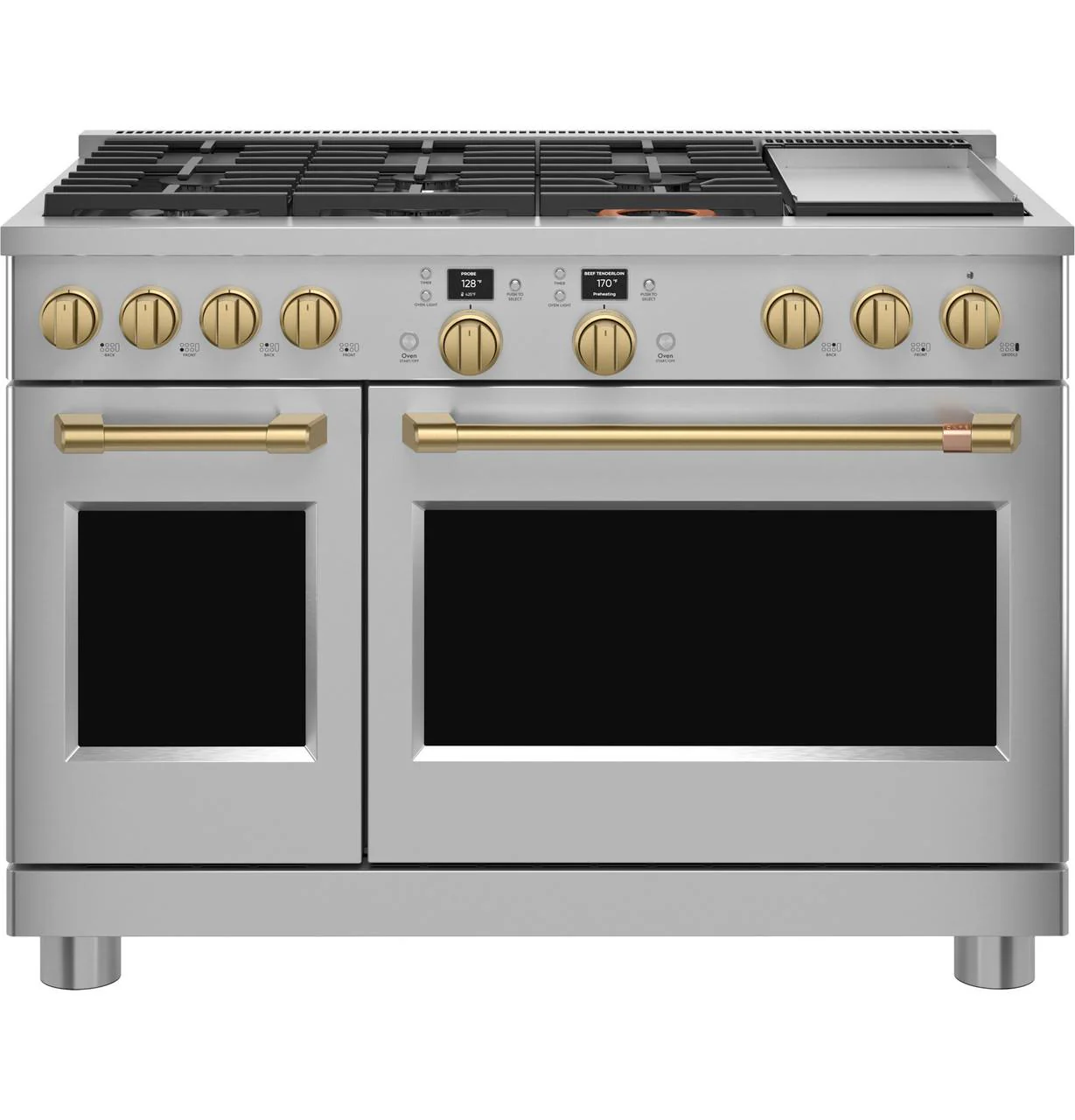 Cafe CXPR8HKPTCG Café™ 48" Brushed Brass Handle & Knob Set For Pro Range And Rangetop - Image 2