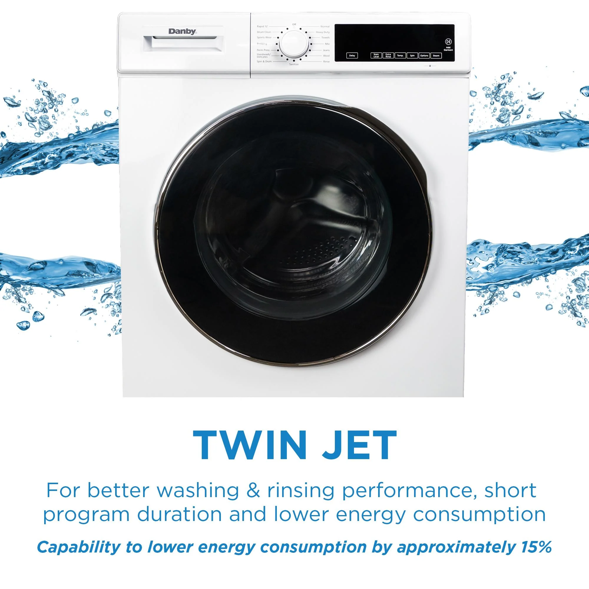 Danby DWM022D3WDB Danby 24-Inch, 2.2 Cu Ft. Stackable Front Load Washer With Steam In White - Image 11