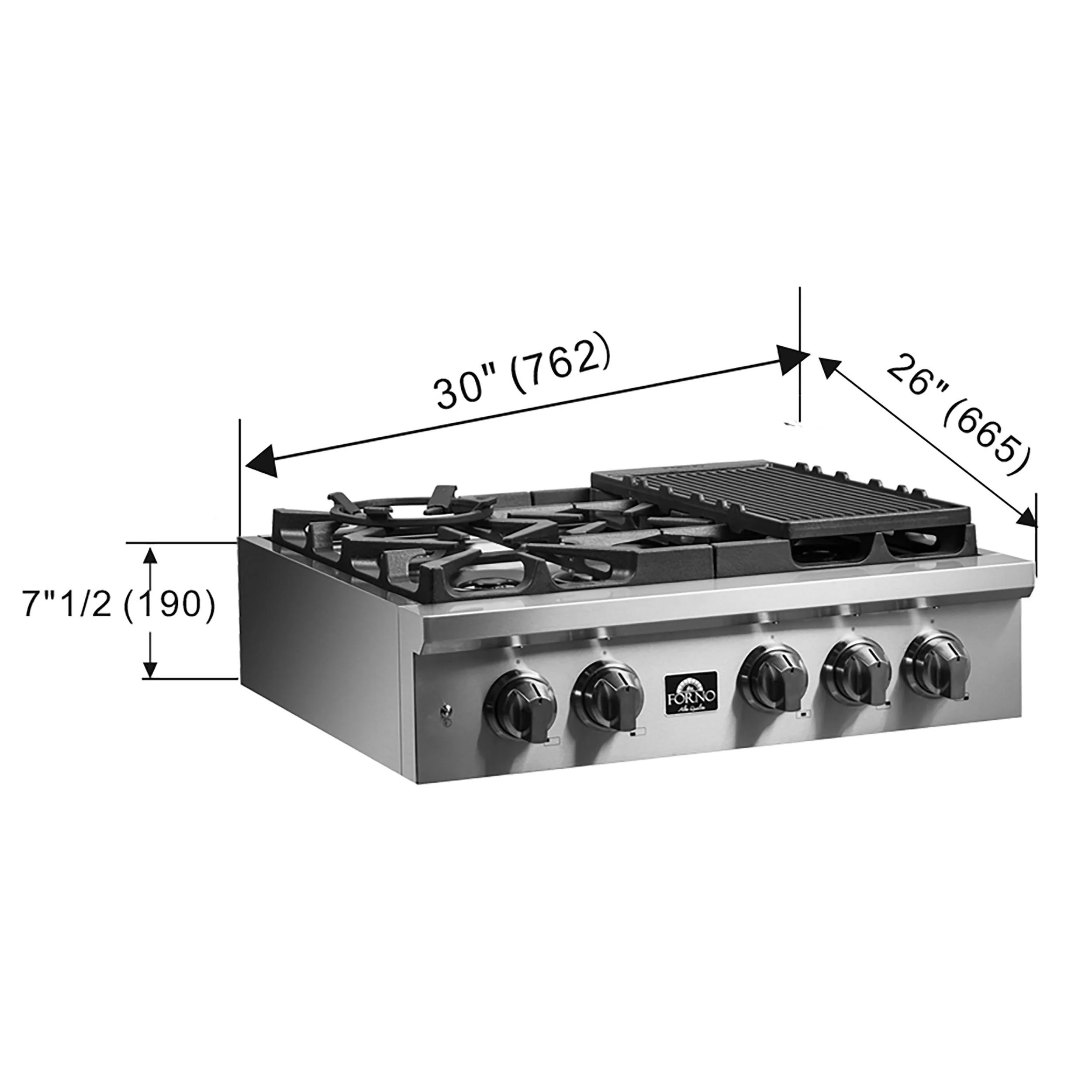 Forno FCTGS575130 Forno Spezia Alta Qualita 30" Pro-Style Gas Rangetop - Image 9