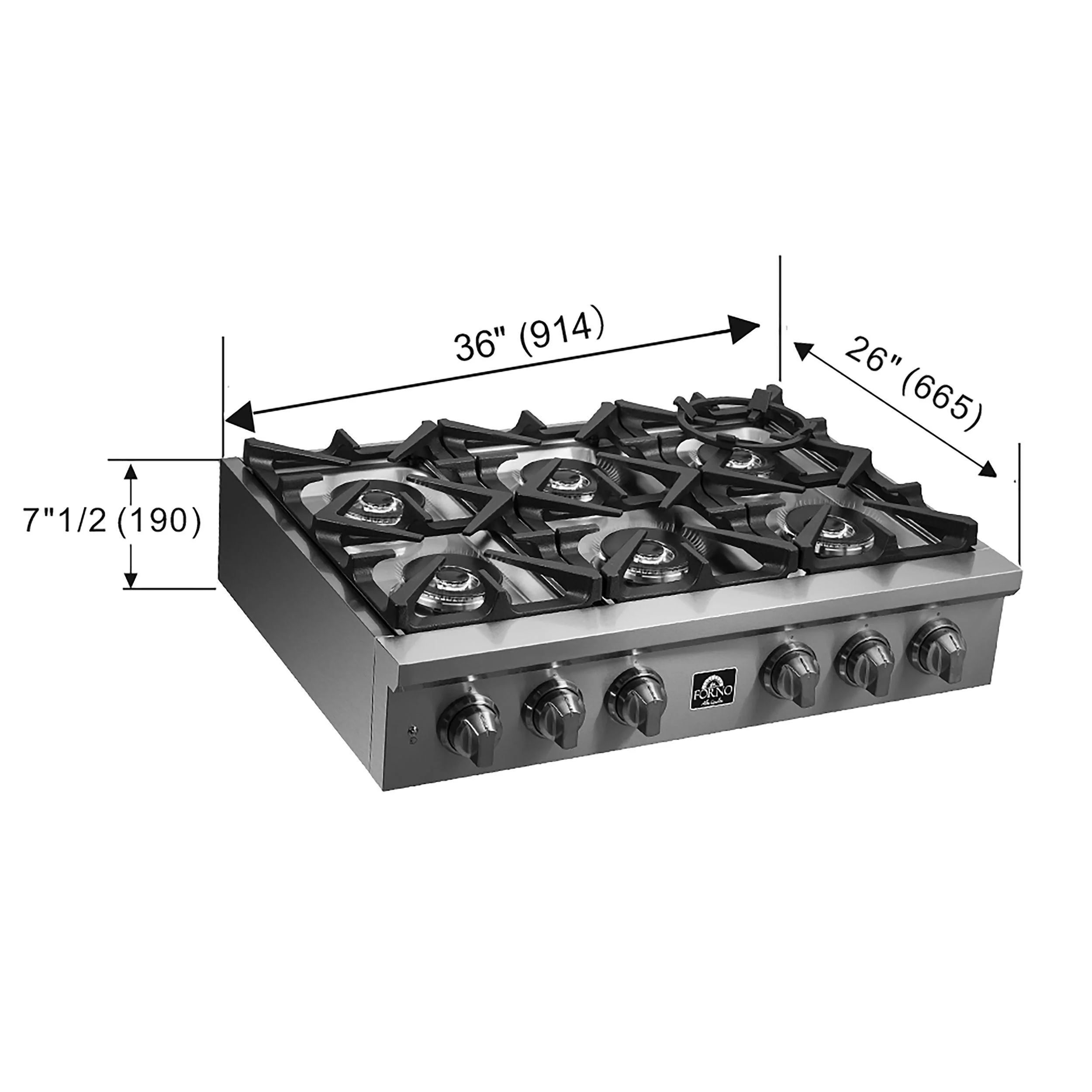 Forno FCTGS575136 Forno Spezia Alta Qualita 36" Pro-Style Gas Rangetop - Image 5