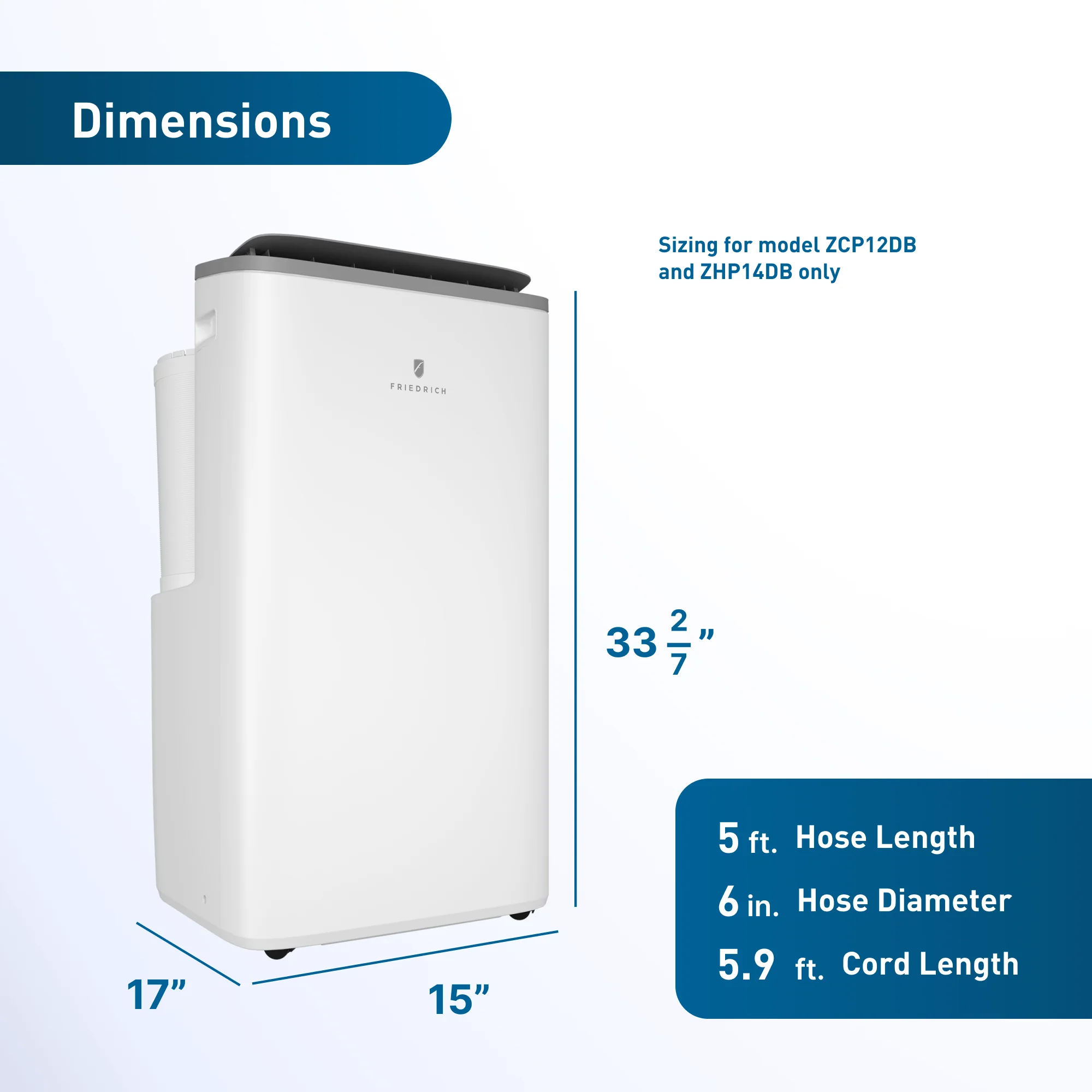 Friedrich ZHV16DA Friedrich Zoneaire Premier Inverter Dual-Hose 16,000 Btu Smart Portable Air Conditioner With Heat Pump - Image 16