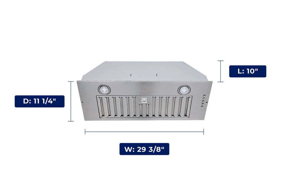 Hauslane INR100SS30 Hauslane Chef 30-In Convertible Stainless Steel Undercabinet Range Hood Insert - Image 8