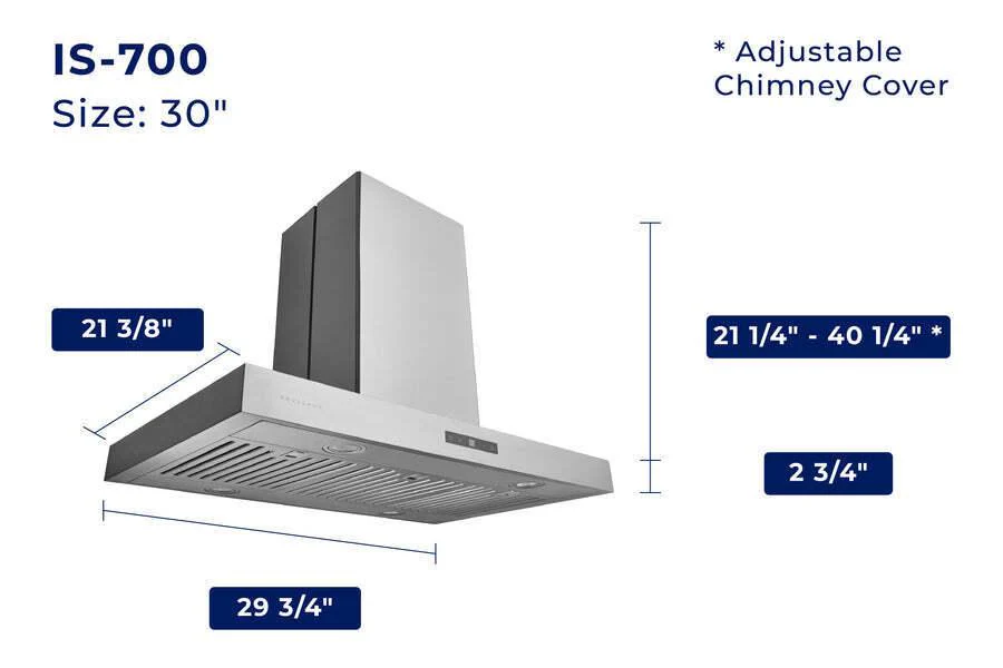 Hauslane IS700SS30 Hauslane 30 In. Convertible Island Range Hood With Dual Controls, Led, Baffle Filter In Stainless Steel - Image 8