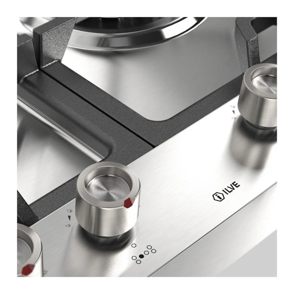 Ilve UHCPMT125SS Ilve Uhcpmt125Ss Panoramagic 48 Inch Built-In Gas Cooktop With Total Black Brass Burners, In Stainless Steel (6 Sealed Burners, Natural Gas) - Image 6