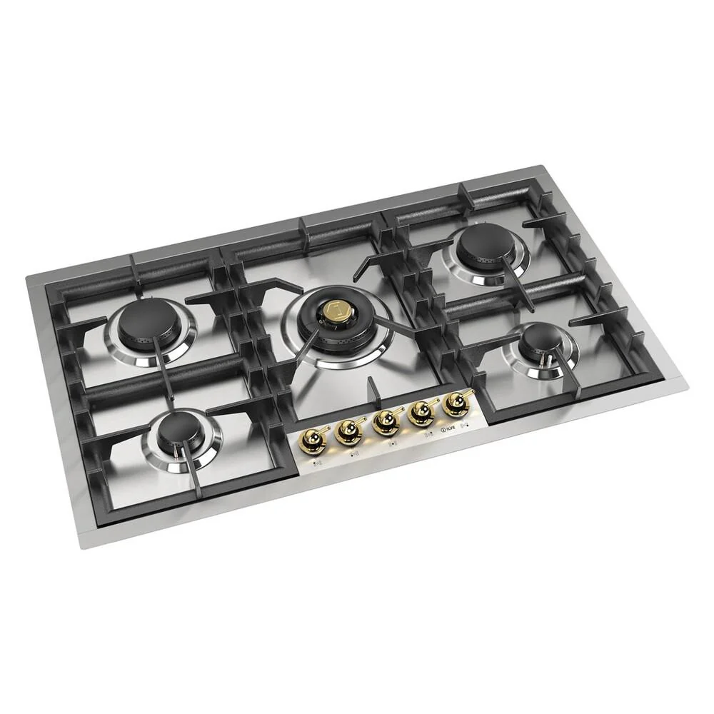 Ilve UHCPT95NSSG Ilve Uhcpt95Nssg Nostalgie Ii 36 Inch Built-In Gas Cooktop With Total Black Brass Burners, In Stainless Steel (5 Sealed Burners, Natural Gas) - Image 3