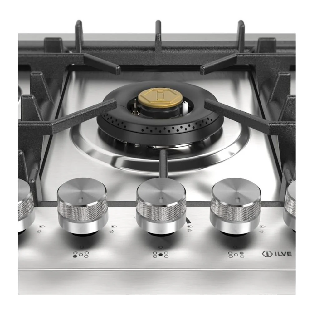 Ilve UHCPT95SS Ilve Uhcpt95Ss Professional Plus Ii 36 Inch Built-In Gas Cooktop With Total Black Brass Burners, In Stainless Steel (5 Sealed Burners, Natural Gas) - Image 8