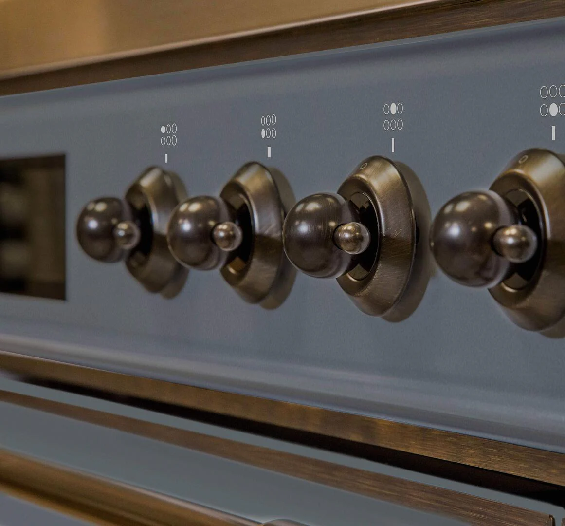 Ilve UM09FDNS3BGB Majestic Ii 36 Inch Dual Fuel Natural Gas Freestanding Range In Blue Grey With Bronze Trim - Image 8