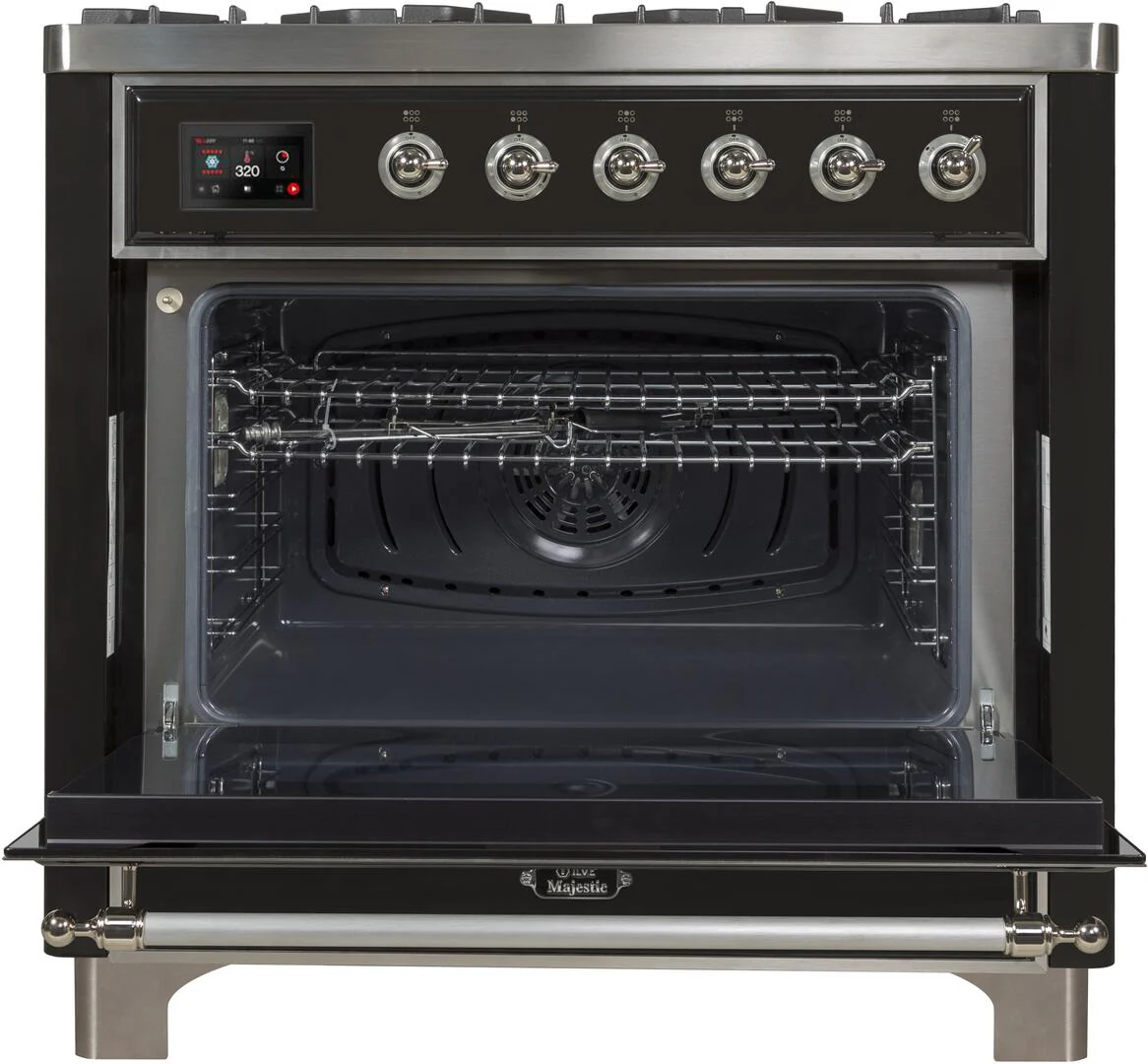 Ilve UM09FDNS3MGCLP Majestic Ii 36 Inch Dual Fuel Liquid Propane Freestanding Range In Matte Graphite With Chrome Trim - Image 3