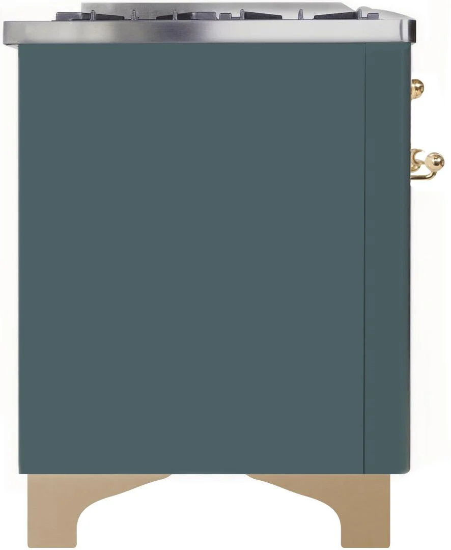 Ilve UM15FDNS3BGGLP Majestic Ii 60 Inch Dual Fuel Liquid Propane Freestanding Range In Blue Grey With Brass Trim - Image 8