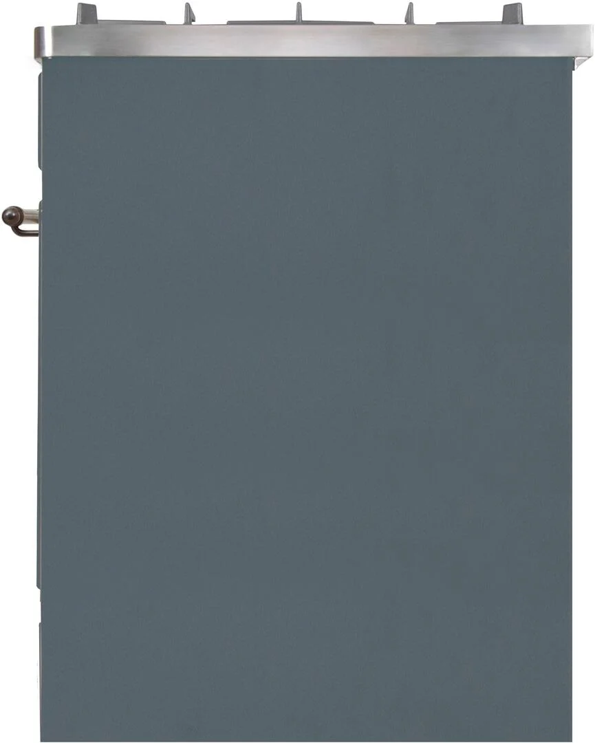 Ilve UM30DNE3BGB Majestic Ii 30 Inch Dual Fuel Natural Gas Freestanding Range In Blue Grey With Bronze Trim - Image 4