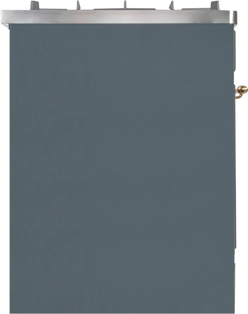 Ilve UM30DNE3BGG Majestic Ii 30 Inch Dual Fuel Natural Gas Freestanding Range In Blue Grey With Brass Trim - Image 4