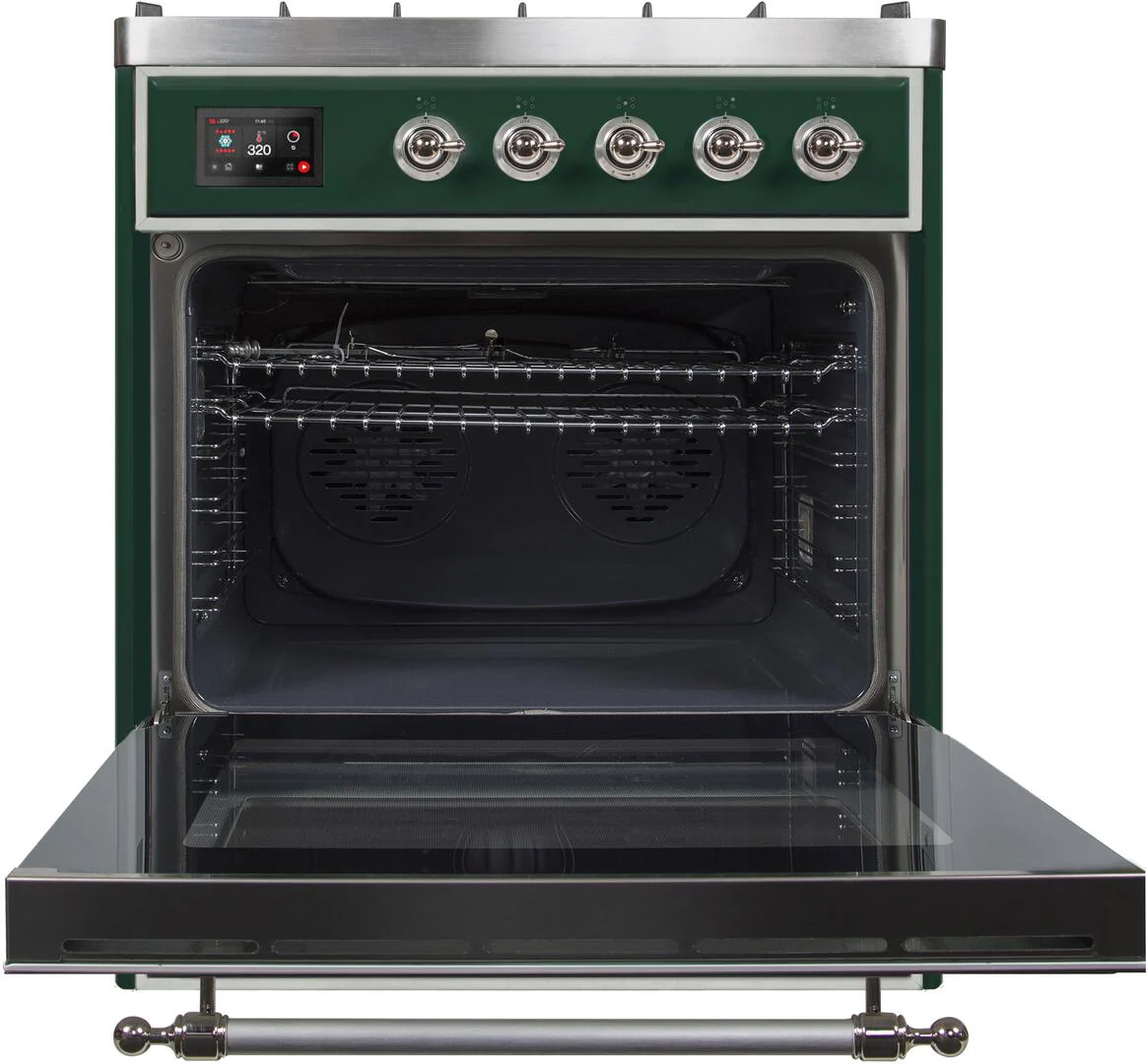Ilve UM30DNE3EGCLP Majestic Ii 30 Inch Dual Fuel Liquid Propane Freestanding Range In Emerald Green With Chrome Trim - Image 3