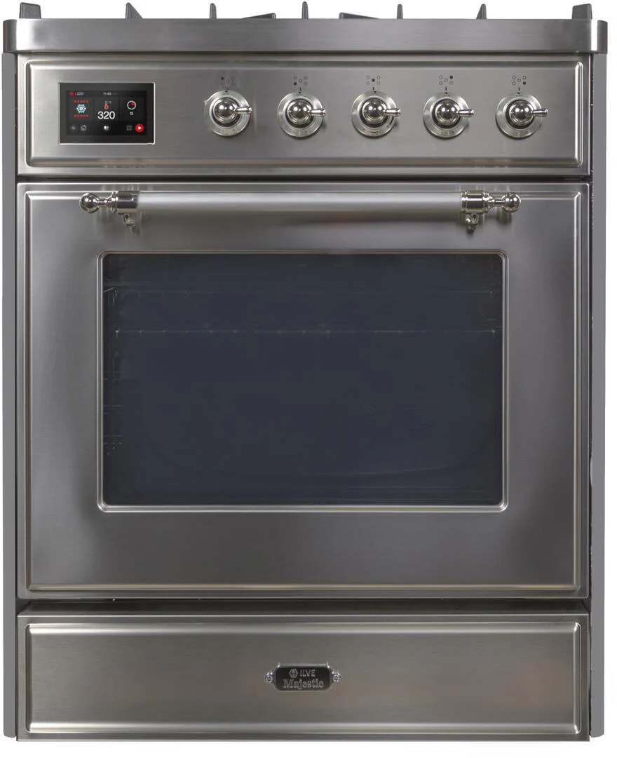 Ilve UM30DNE3SSC Majestic Ii 30 Inch Dual Fuel Natural Gas Freestanding Range In Stainless Steel With Chrome Trim - Image 2