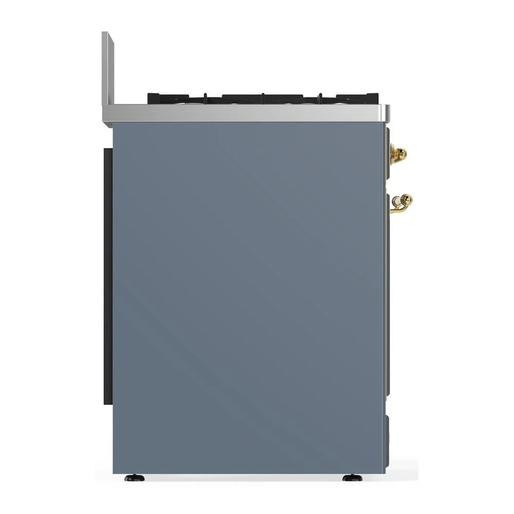 Ilve UM30NR3BGGLP Ilve Um30Nr3Bgglp Majestic Iii 30 Inch Dual Fuel Range With 5 Black Brass Burners, Dual Function Burner Up To 25,000 Btu (Liquid Propane, Triple Glass Door, Blue Grey, Brass) - Image 6
