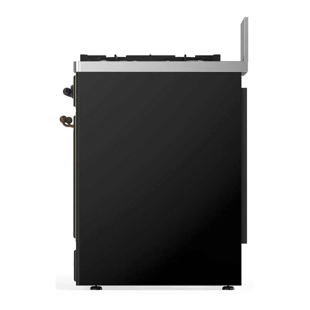 Ilve UM30NR3BKBLP Ilve Um30Nr3Bkblp Majestic Iii 30 Inch Dual Fuel Range With 5 Black Brass Burners, Dual Function Burner Up To 25,000 Btu (Liquid Propane, Triple Glass Door, Glossy Black, Burnished) - Image 5