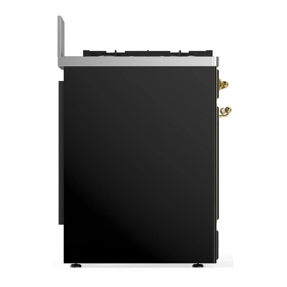 Ilve UM30NR3BKG Ilve Um30Nr3Bkg Majestic Iii 30 Inch Dual Fuel Range With 5 Black Brass Burners, Dual Function Burner Up To 25,000 Btu (Natural Gas, Triple Glass Door, Glossy Black, Brass) - Image 6