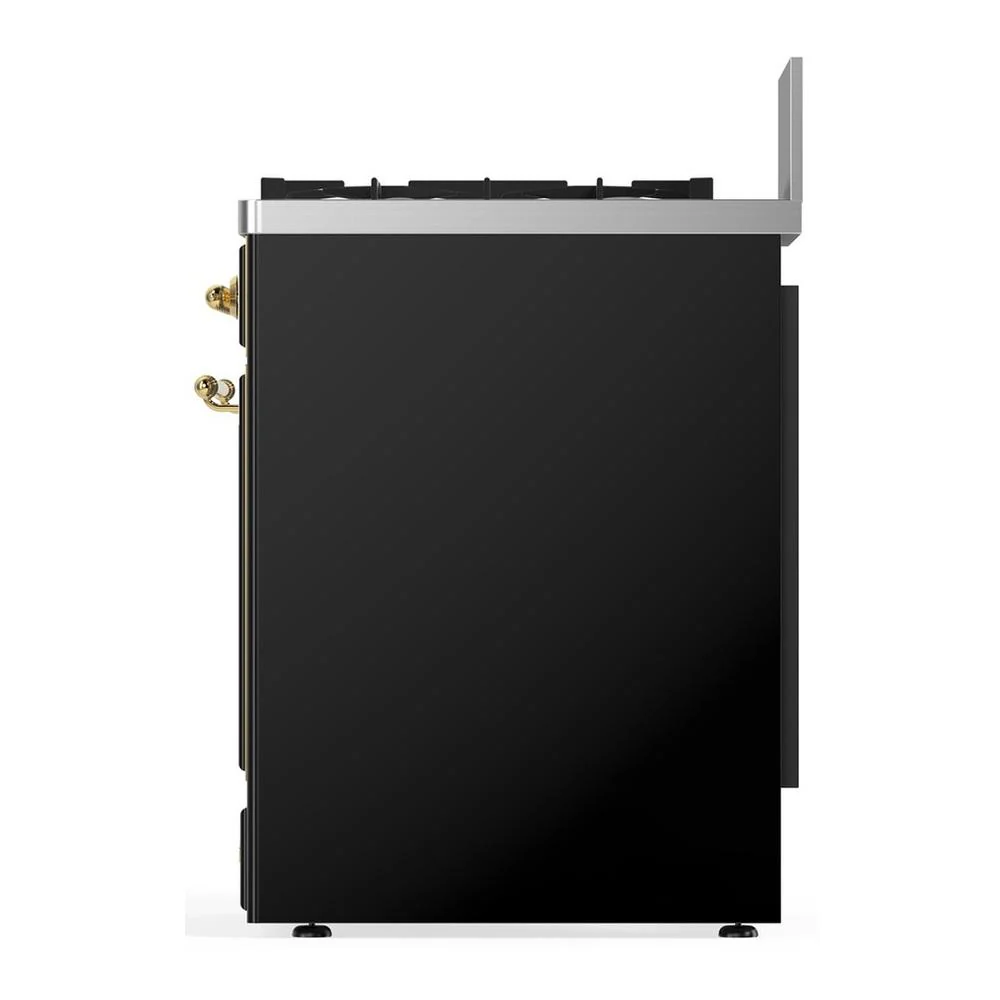 Ilve UM30NR3BKGLP Ilve Um30Nr3Bkglp Majestic Iii 30 Inch Dual Fuel Range With 5 Black Brass Burners, Dual Function Burner Up To 25,000 Btu (Liquid Propane, Triple Glass Door, Glossy Black, Brass) - Image 5