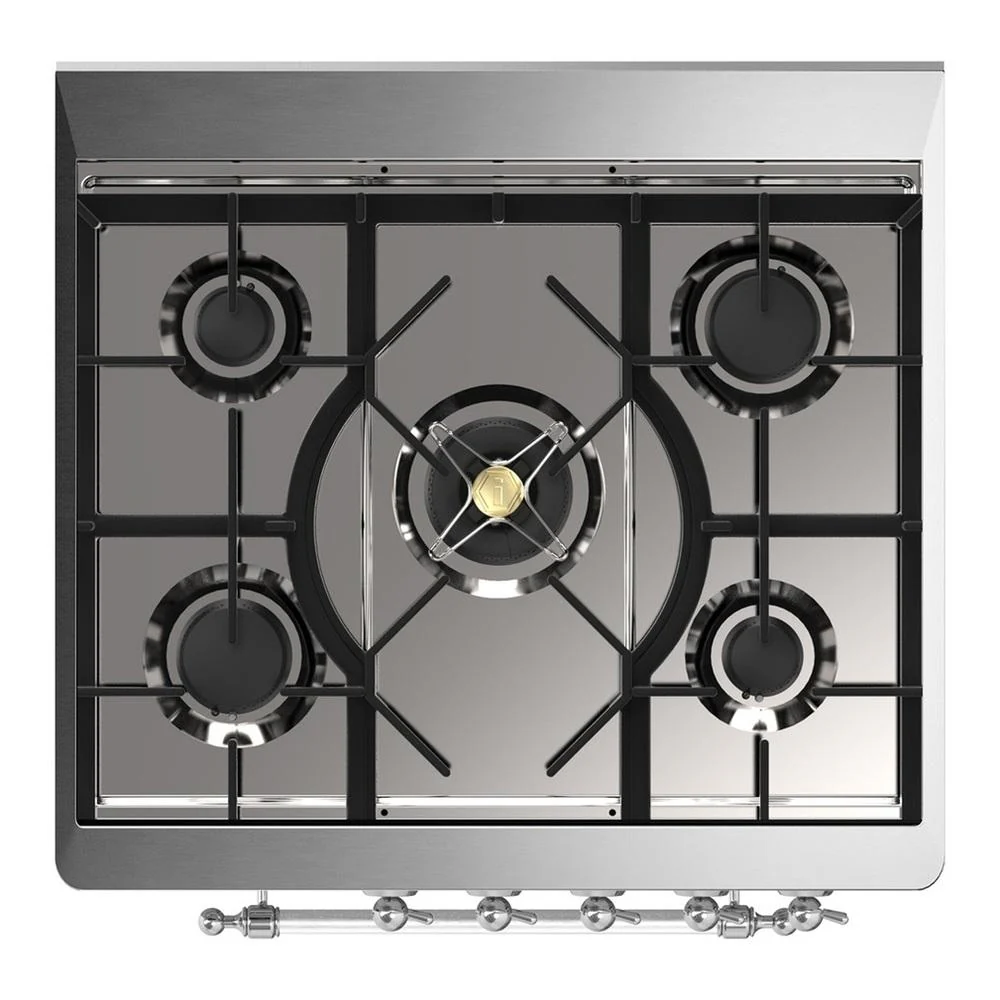 Ilve UM30NR3EGC Ilve Um30Nr3Egc Majestic Iii 30 Inch Dual Fuel Range With 5 Black Brass Burners, Dual Function Burner Up To 25,000 Btu (Natural Gas, Triple Glass Door, Emerald Green, Chrome) - Image 7