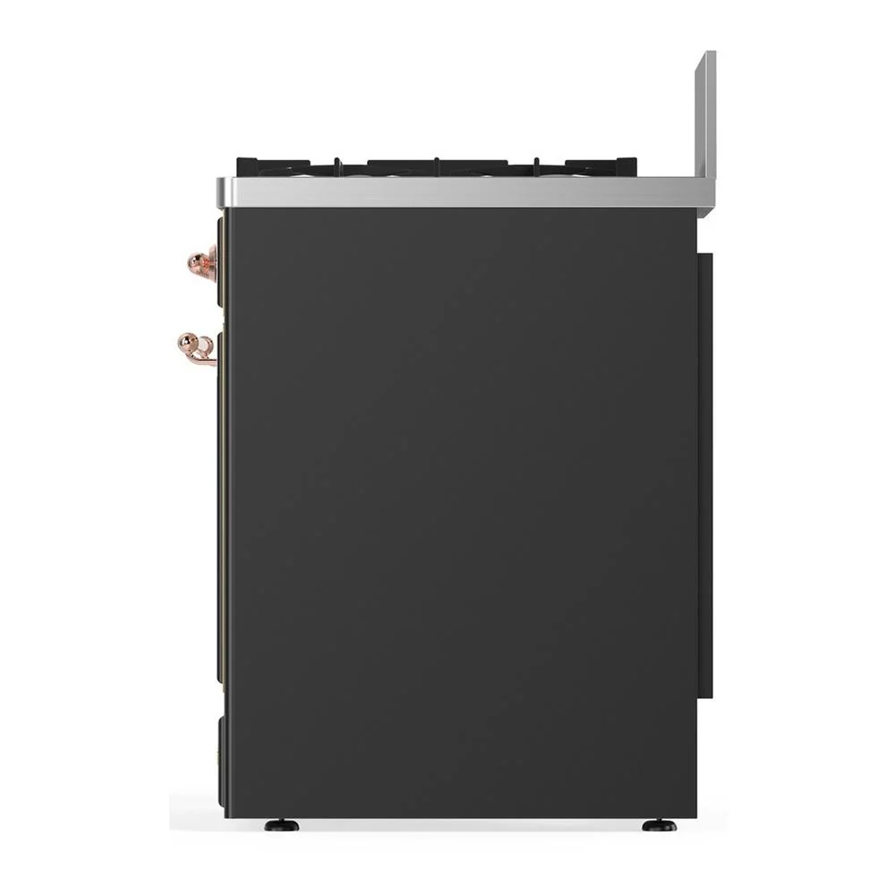 Ilve UM30NR3MGPLP Ilve Um30Nr3Mgplp Majestic Iii 30 Inch Dual Fuel Range With 5 Black Brass Burners, Dual Function Burner Up To 25,000 Btu (Liquid Propane, Triple Glass Door, Graphite Matte, Copper) - Image 5