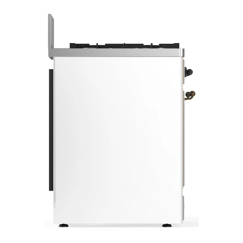 Ilve UM30NR3WHB Ilve Um30Nr3Whb Majestic Iii 30 Inch Dual Fuel Range With 5 Black Brass Burners, Dual Function Burner Up To 25,000 Btu (Natural Gas, Triple Glass Door, White, Burnished) - Image 6