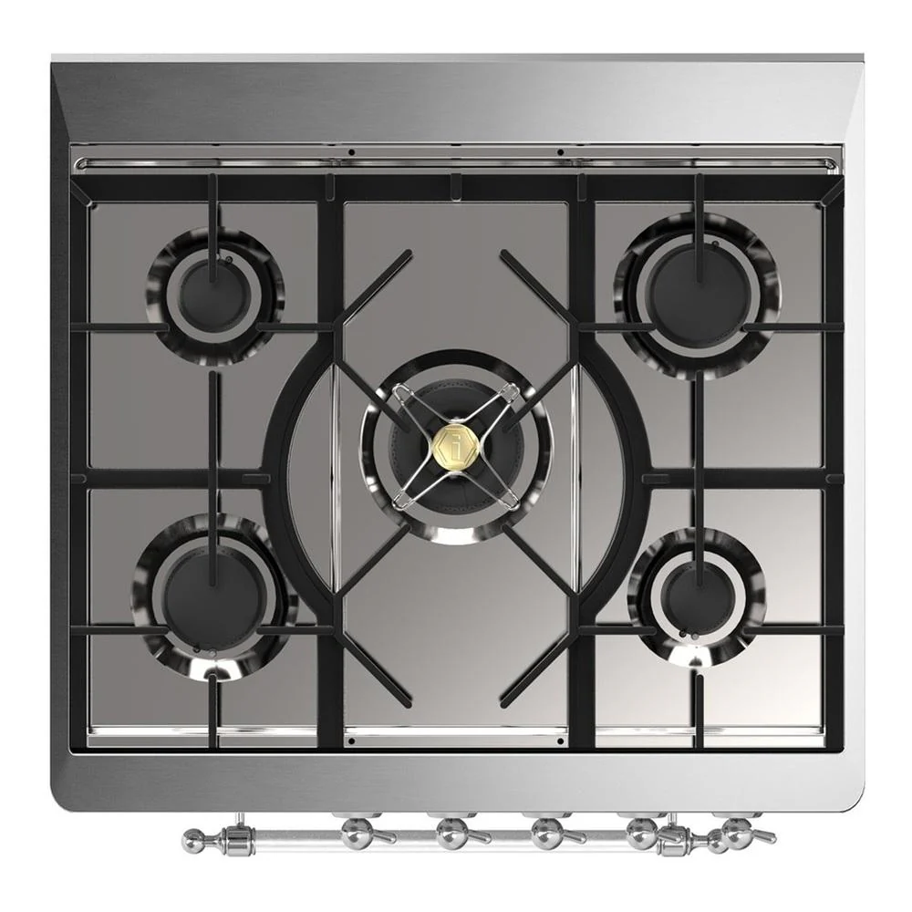 Ilve UM30QNR3BGC Ilve Um30Qnr3Bgc Majestic Iii 30 Inch Dual Fuel Range With 5 Black Brass Burners, Dual Function Burner Up To 25,000 Btu (Natural Gas, Solid Door, Blue Grey, Chrome) - Image 7
