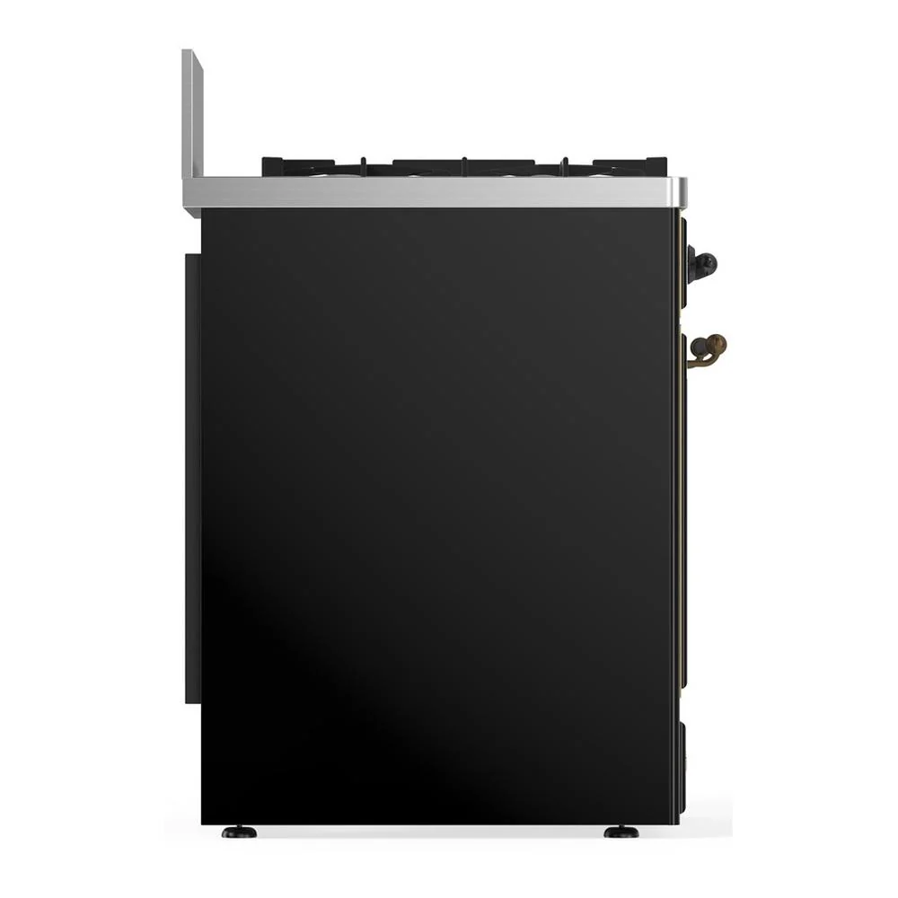Ilve UM30QNR3BKB Ilve Um30Qnr3Bkb Majestic Iii 30 Inch Dual Fuel Range With 5 Black Brass Burners, Dual Function Burner Up To 25,000 Btu (Natural Gas, Solid Door, Glossy Black, Burnished) - Image 6