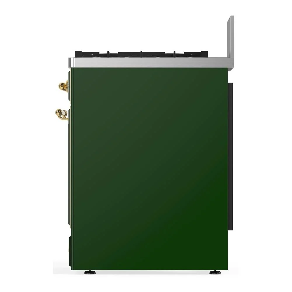 Ilve UM30QNR3EGGLP Ilve Um30Qnr3Egglp Majestic Iii 30 Inch Dual Fuel Range With 5 Black Brass Burners, Dual Function Burner Up To 25,000 Btu (Liquid Propane, Solid Door, Emerald Green, Brass) - Image 5