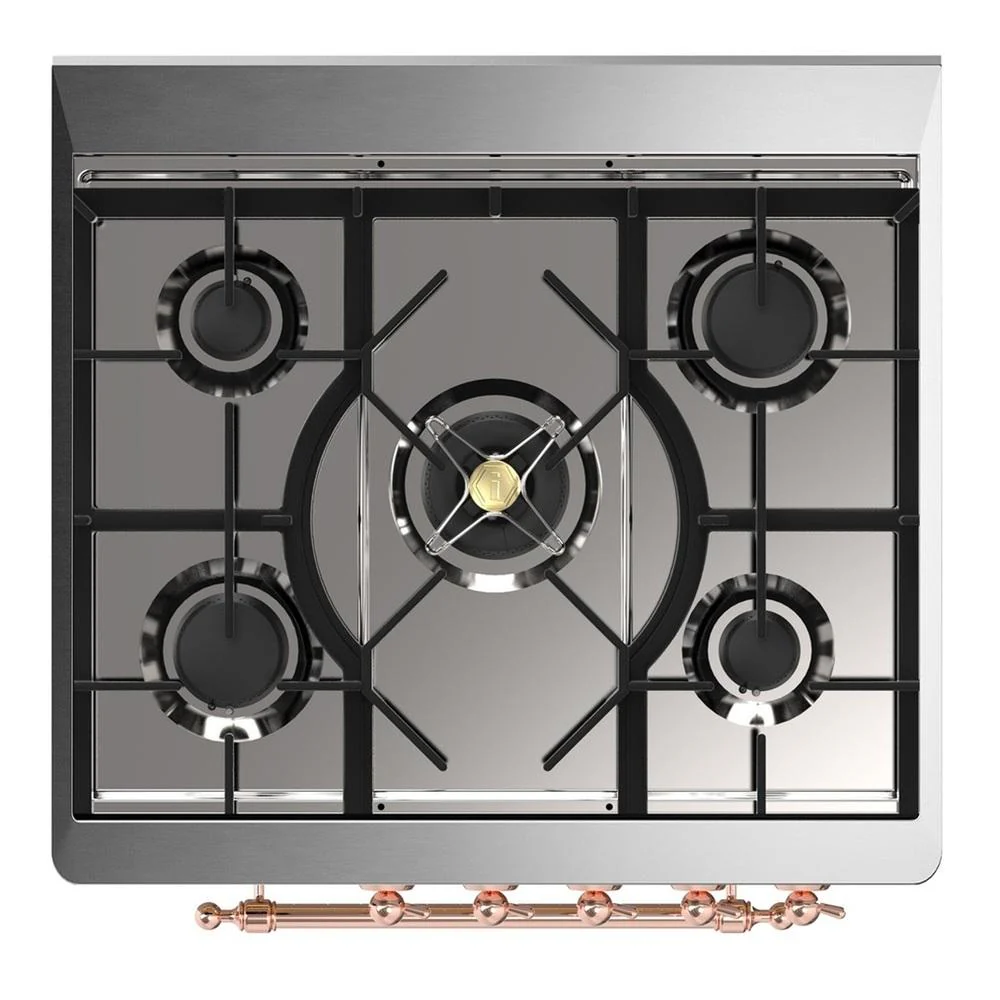 Ilve UM30QNR3EGP Ilve Um30Qnr3Egp Majestic Iii 30 Inch Dual Fuel Range With 5 Black Brass Burners, Dual Function Burner Up To 25,000 Btu (Natural Gas, Solid Door, Emerald Green, Copper) - Image 7