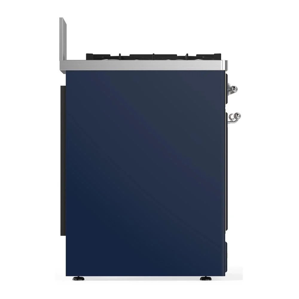 Ilve UM30QNR3MBC Ilve Um30Qnr3Mbc Majestic Iii 30 Inch Dual Fuel Range With 5 Black Brass Burners, Dual Function Burner Up To 25,000 Btu (Natural Gas, Solid Door, Midnight Blue, Chrome) - Image 6