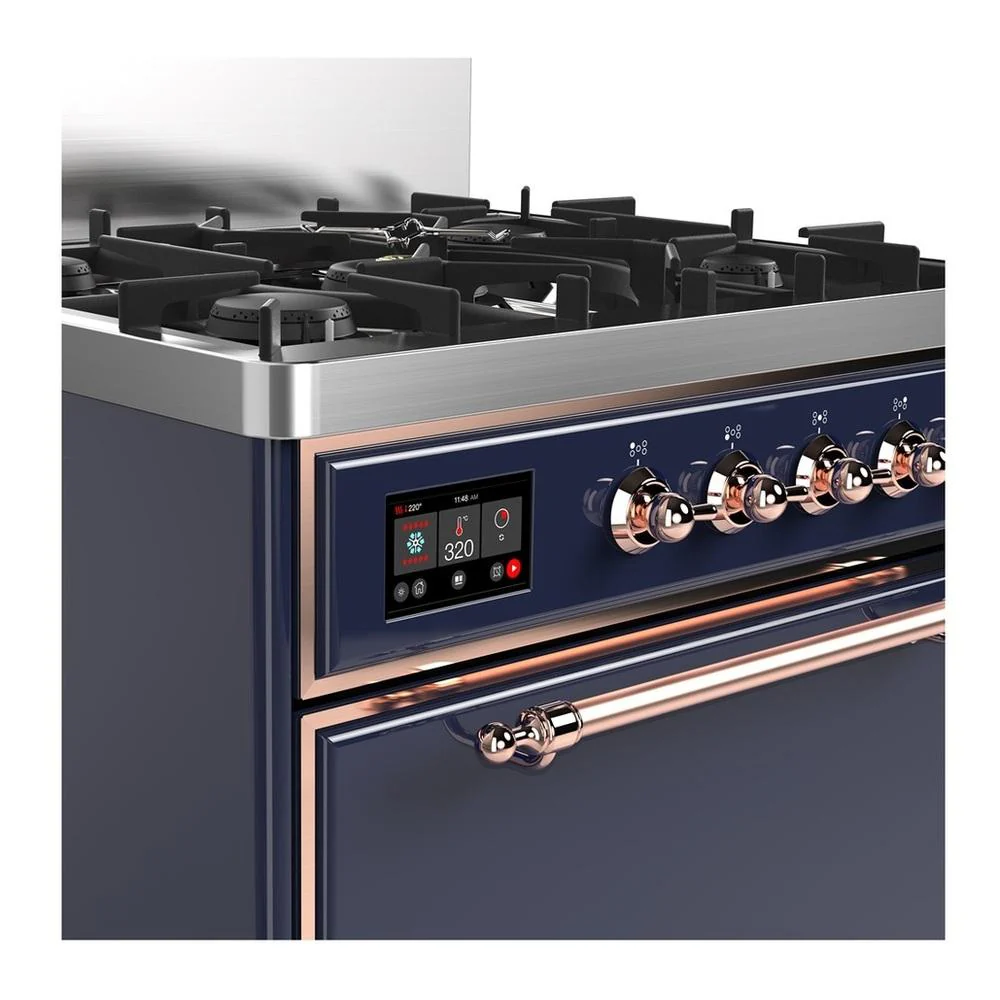 Ilve UM30QNR3MBP Ilve Um30Qnr3Mbp Majestic Iii 30 Inch Dual Fuel Range With 5 Black Brass Burners, Dual Function Burner Up To 25,000 Btu (Natural Gas, Solid Door, Midnight Blue, Copper) - Image 2