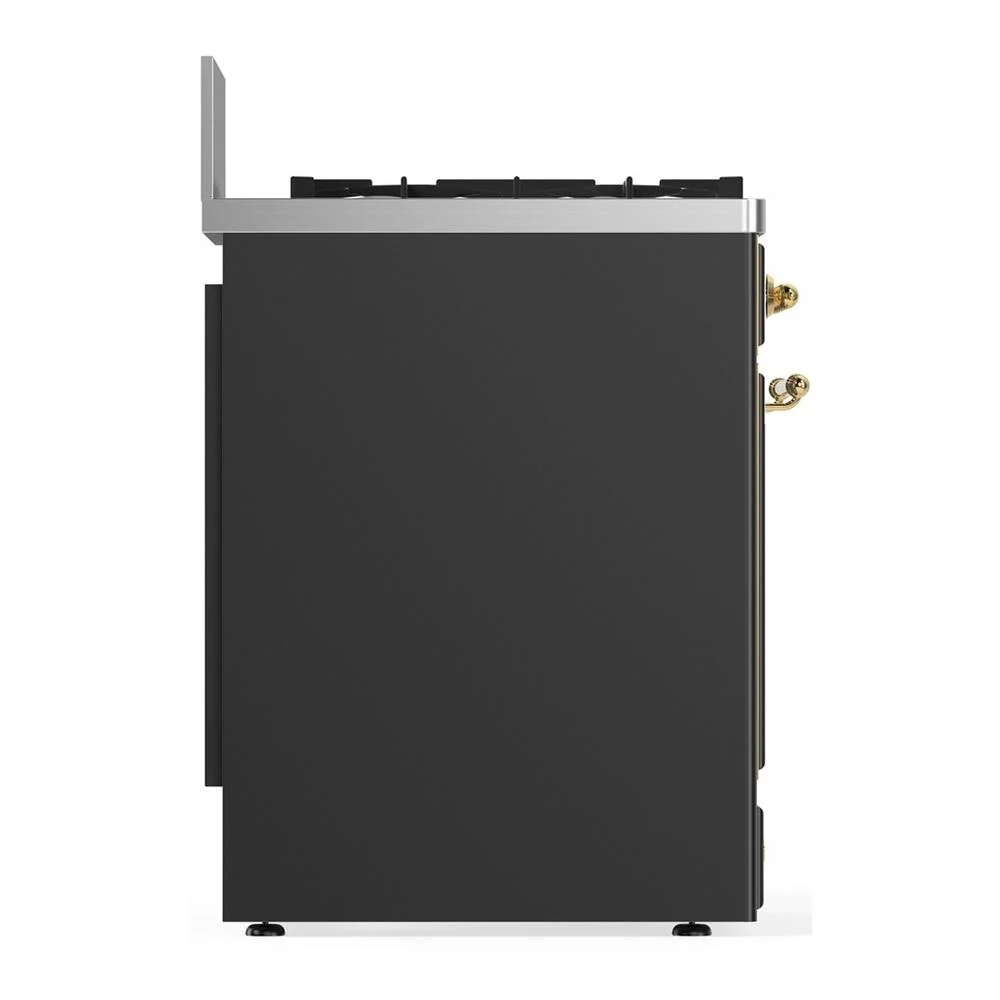 Ilve UM30QNR3MGG Ilve Um30Qnr3Mgg Majestic Iii 30 Inch Dual Fuel Range With 5 Black Brass Burners, Dual Function Burner Up To 25,000 Btu (Natural Gas, Solid Door, Graphite Matte, Brass) - Image 6