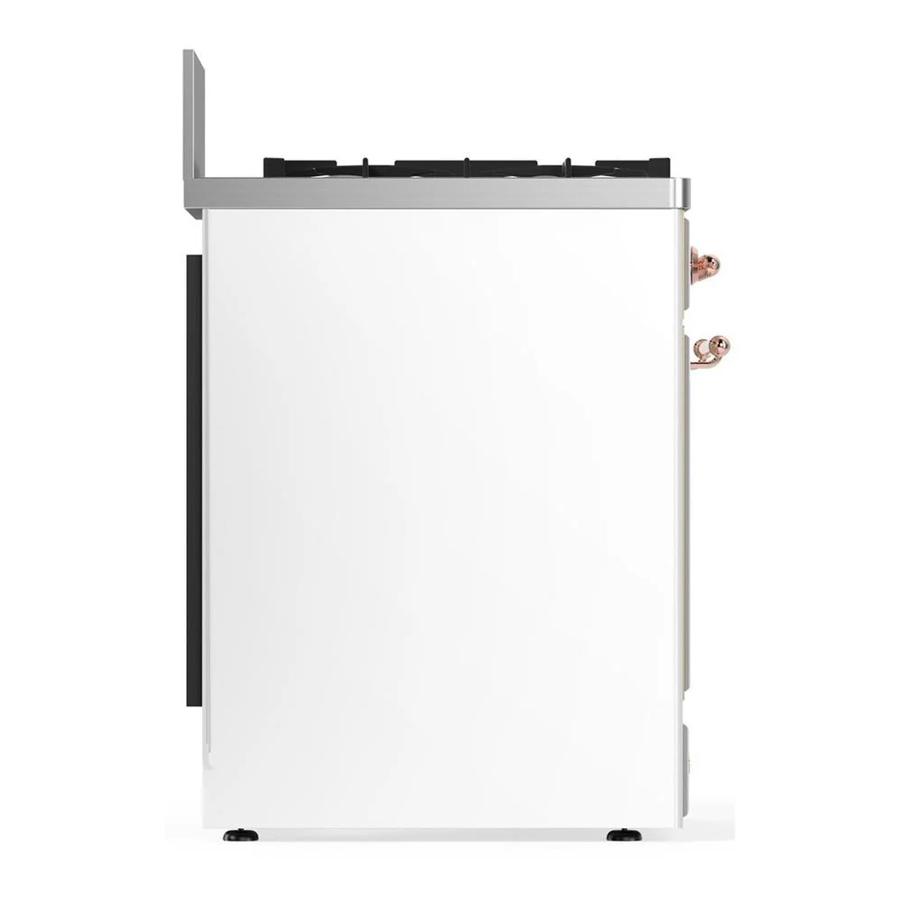 Ilve UM30QNR3WHP Ilve Um30Qnr3Whp Majestic Iii 30 Inch Dual Fuel Range With 5 Black Brass Burners, Dual Function Burner Up To 25,000 Btu (Natural Gas, Solid Door, White, Copper) - Image 6