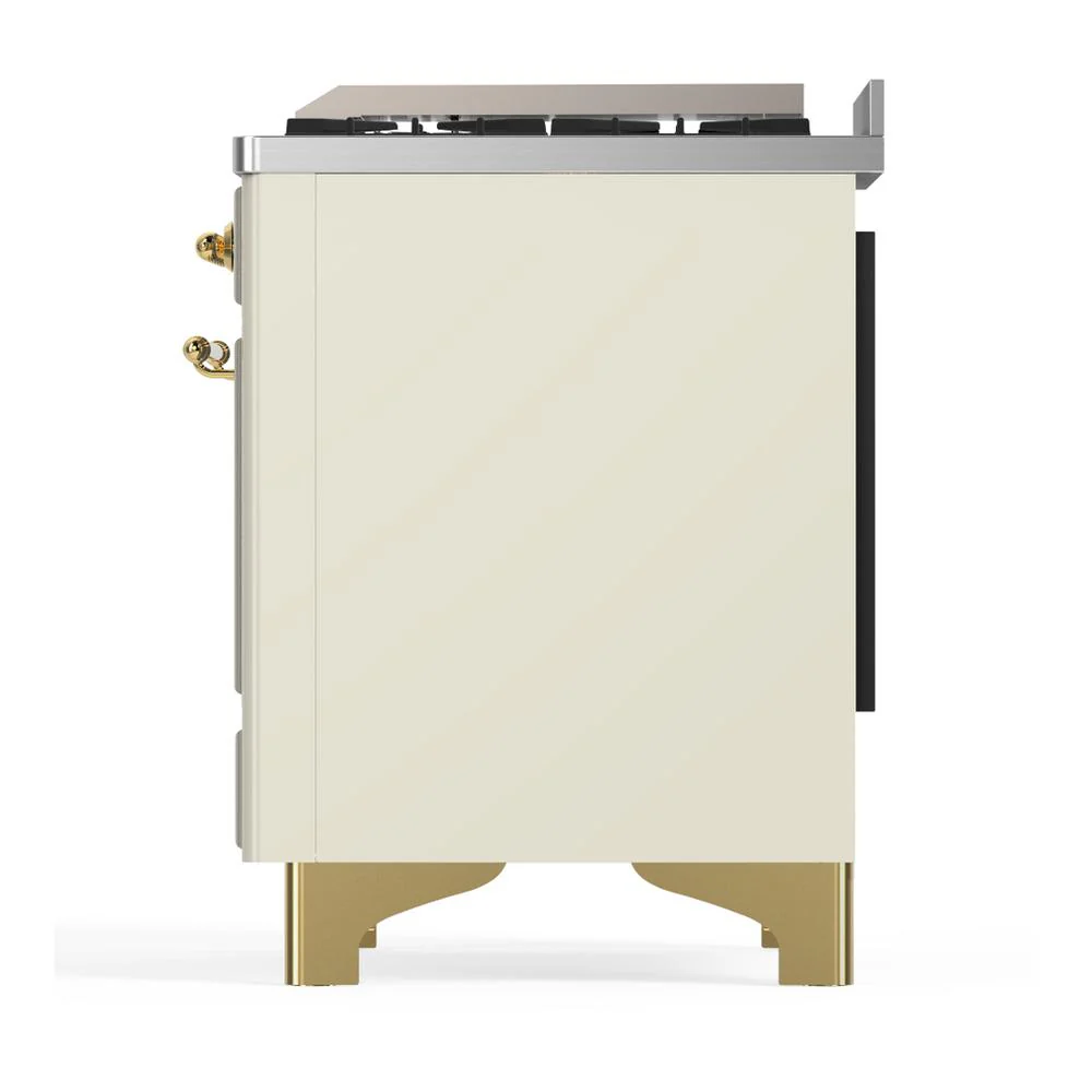 Ilve UM36FNR3AWGLP Ilve Um36Fnr3Awglp Majestic Iii 36 Inch Dual Fuel Range With 6 Black Brass Burners And Griddle, Dual Function Burner Up To 25,000 Btu (Triple Glass Door, Antique White, Brass, Liquid Propane) - Image 7