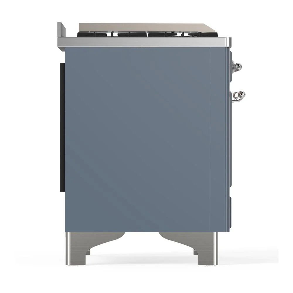 Ilve UM36FNR3BGCLP Ilve Um36Fnr3Bgclp Majestic Iii 36 Inch Dual Fuel Range With 6 Black Brass Burners And Griddle, Dual Function Burner Up To 25,000 Btu (Triple Glass Door, Blue Grey, Chrome, Liquid Propane) - Image 6