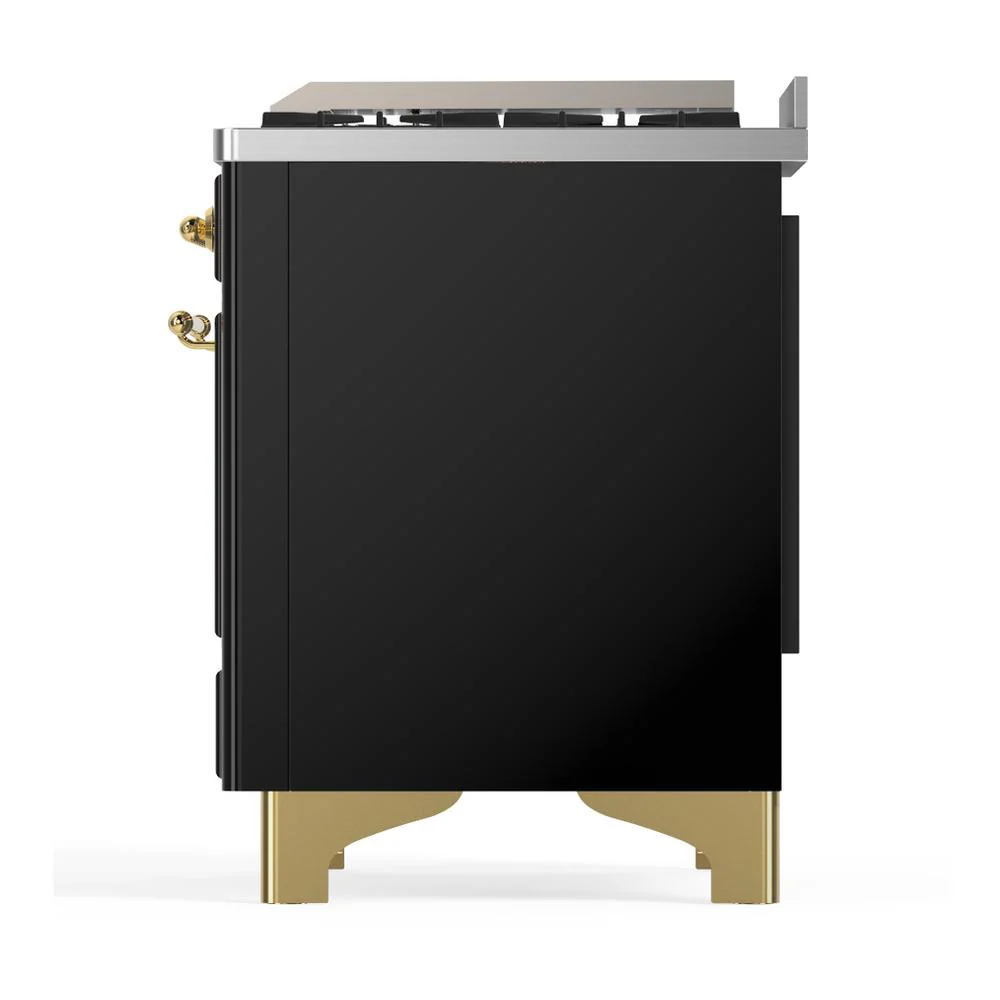 Ilve UM36FNR3BKGLP Ilve Um36Fnr3Bkglp Majestic Iii 36 Inch Dual Fuel Range With 6 Black Brass Burners And Griddle, Dual Function Burner Up To 25,000 Btu (Triple Glass Door, Glossy Black, Brass, Liquid Propane) - Image 7