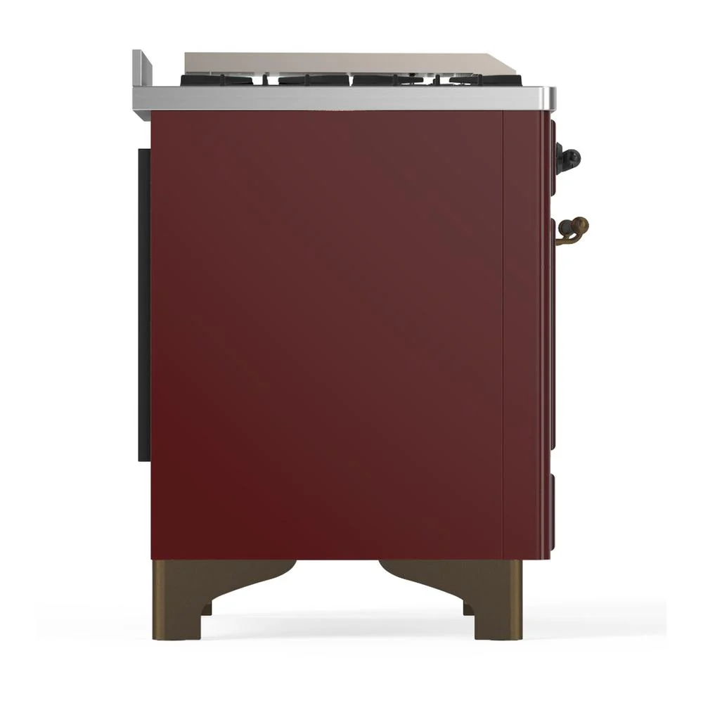 Ilve UM36FNR3BUBLP Ilve Um36Fnr3Bublp Majestic Iii 36 Inch Dual Fuel Range With 6 Black Brass Burners And Griddle, Dual Function Burner Up To 25,000 Btu (Triple Glass Door, Burgundy, Burnished, Liquid Propane) - Image 6