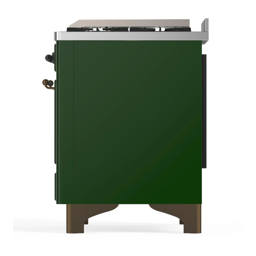 Ilve UM36FNR3EGB Ilve Um36Fnr3Egb Majestic Iii 36 Inch Dual Fuel Range With 6 Black Brass Burners And Griddle, Dual Function Burner Up To 25,000 Btu (Triple Glass Door, Emerald Green, Burnished, Natural Gas) - Image 7