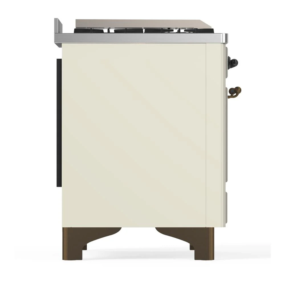 Ilve UM36FQNR3AWB Ilve Um36Fqnr3Awb Majestic Iii 36 Inch Dual Fuel Range With 6 Black Brass Burners And Griddle, Dual Function Burner Up To 25,000 Btu (Solid Door, Antique White, Burnished, Natural Gas) - Image 7