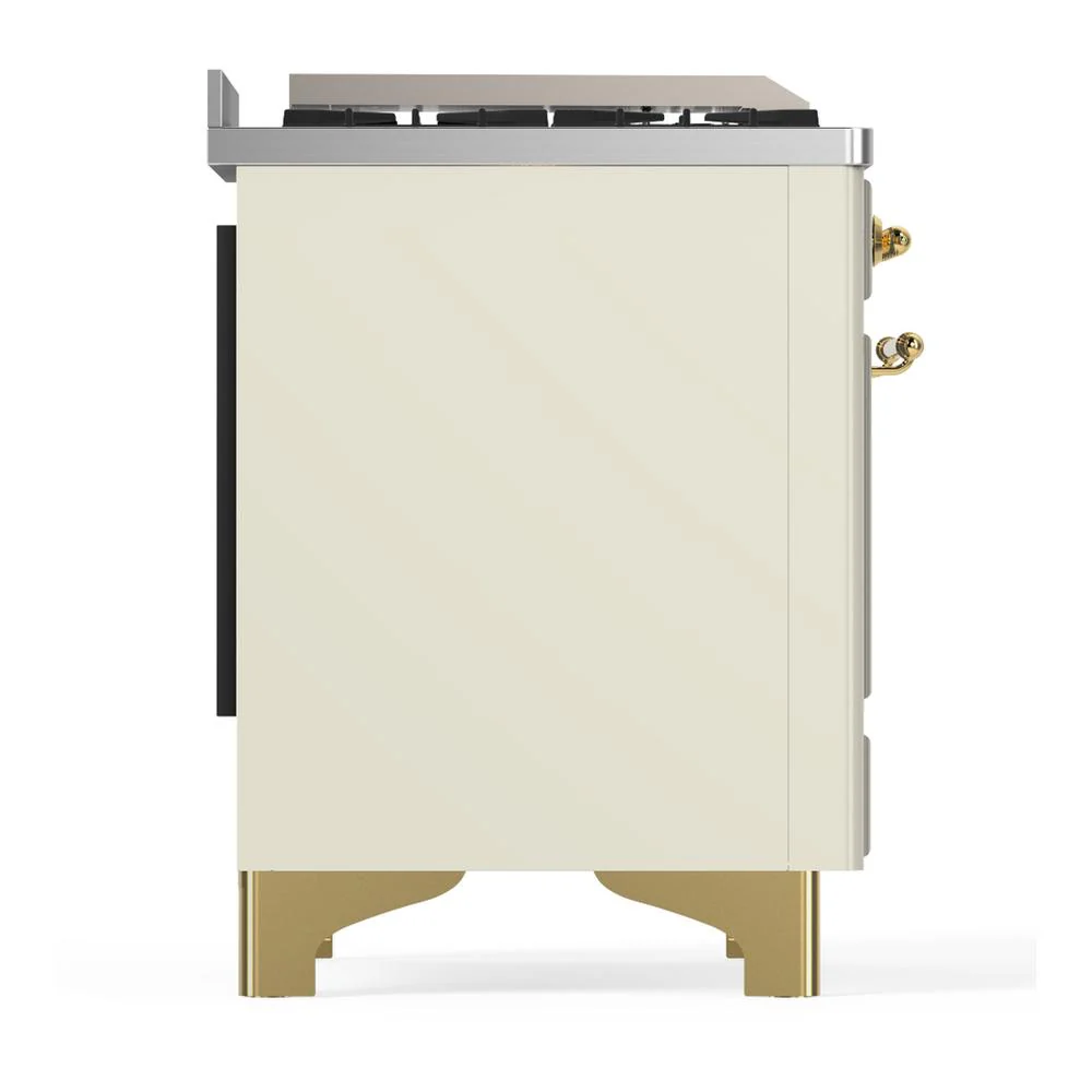 Ilve UM36FQNR3AWG Ilve Um36Fqnr3Awg Majestic Iii 36 Inch Dual Fuel Range With 6 Black Brass Burners And Griddle, Dual Function Burner Up To 25,000 Btu (Solid Door, Antique White, Brass, Natural Gas) - Image 6