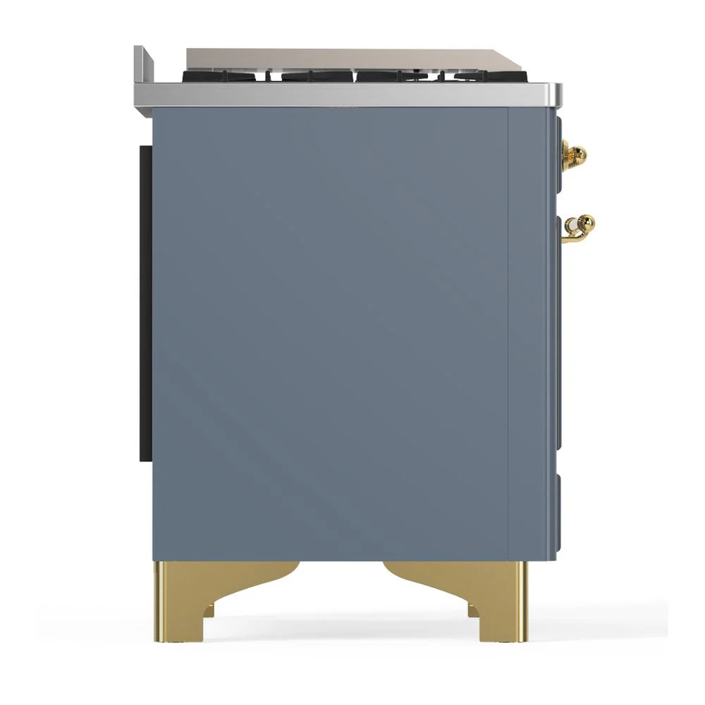 Ilve UM36FQNR3BGG Ilve Um36Fqnr3Bgg Majestic Iii 36 Inch Dual Fuel Range With 6 Black Brass Burners And Griddle, Dual Function Burner Up To 25,000 Btu (Solid Door, Blue Grey, Brass, Natural Gas) - Image 6