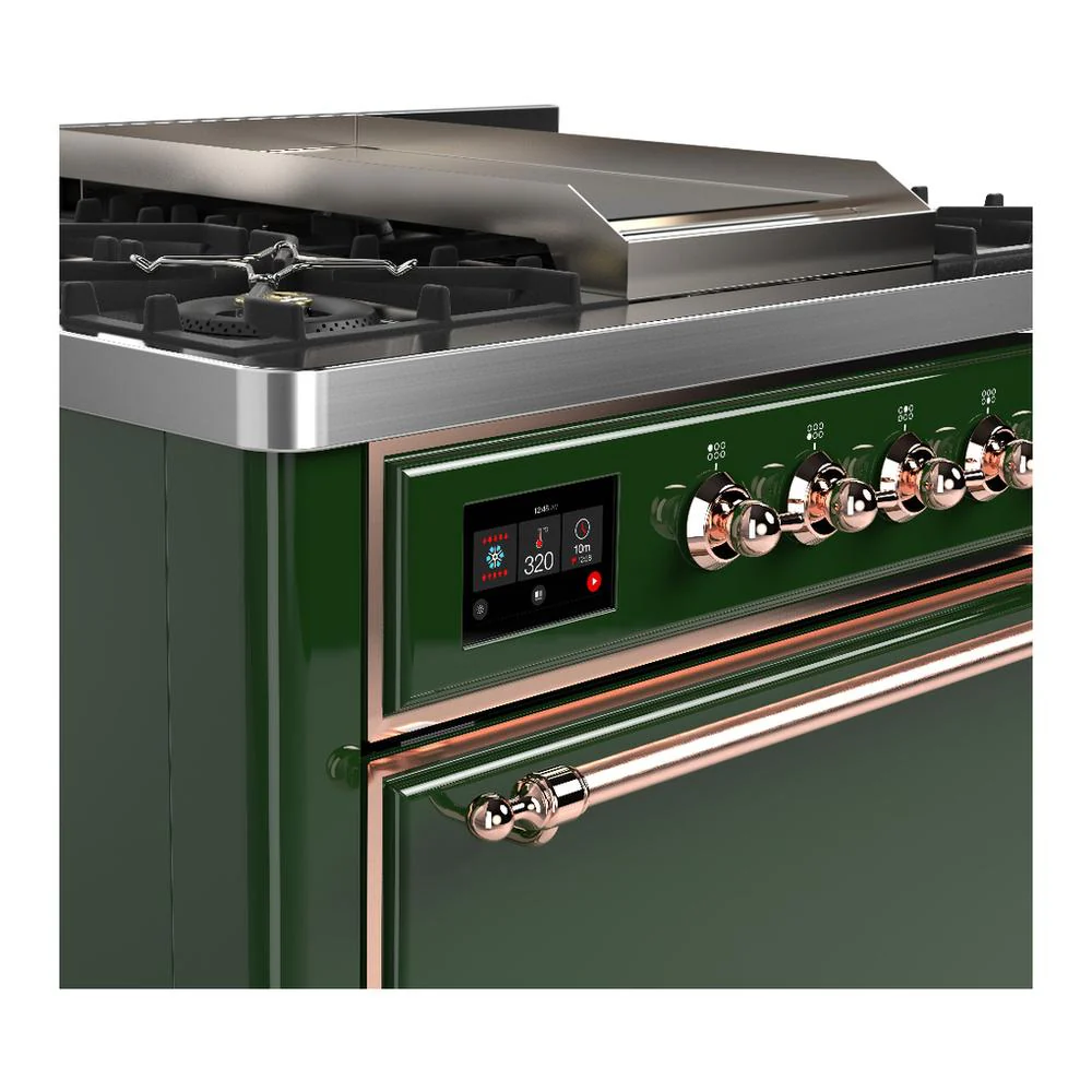 Ilve UM36FQNR3EGPLP Ilve Um36Fqnr3Egplp Majestic Iii 36 Inch Dual Fuel Range With 6 Black Brass Burners And Griddle, Dual Function Burner Up To 25,000 Btu (Solid Door, Emerald Green, Copper, Liquid Propane) - Image 5