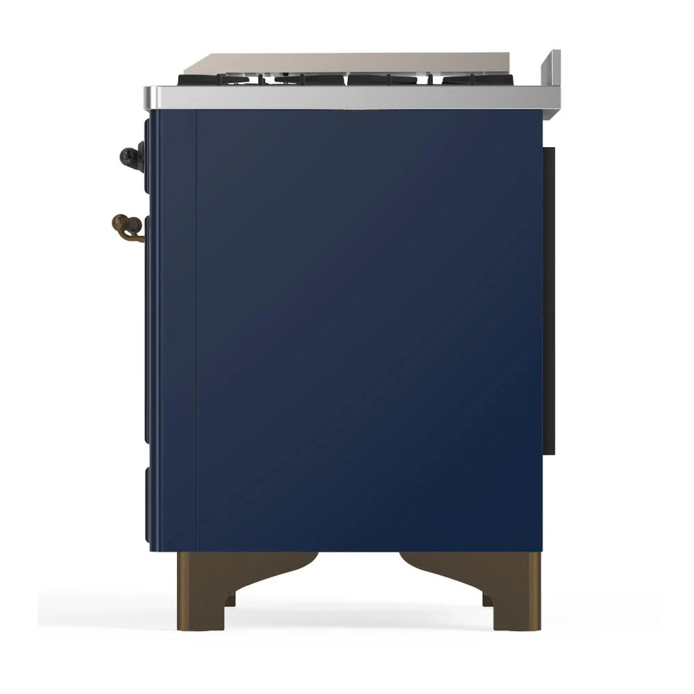 Ilve UM36FQNR3MBB Ilve Um36Fqnr3Mbb Majestic Iii 36 Inch Dual Fuel Range With 6 Black Brass Burners And Griddle, Dual Function Burner Up To 25,000 Btu (Solid Door, Midnight Blue, Burnished, Natural Gas) - Image 7